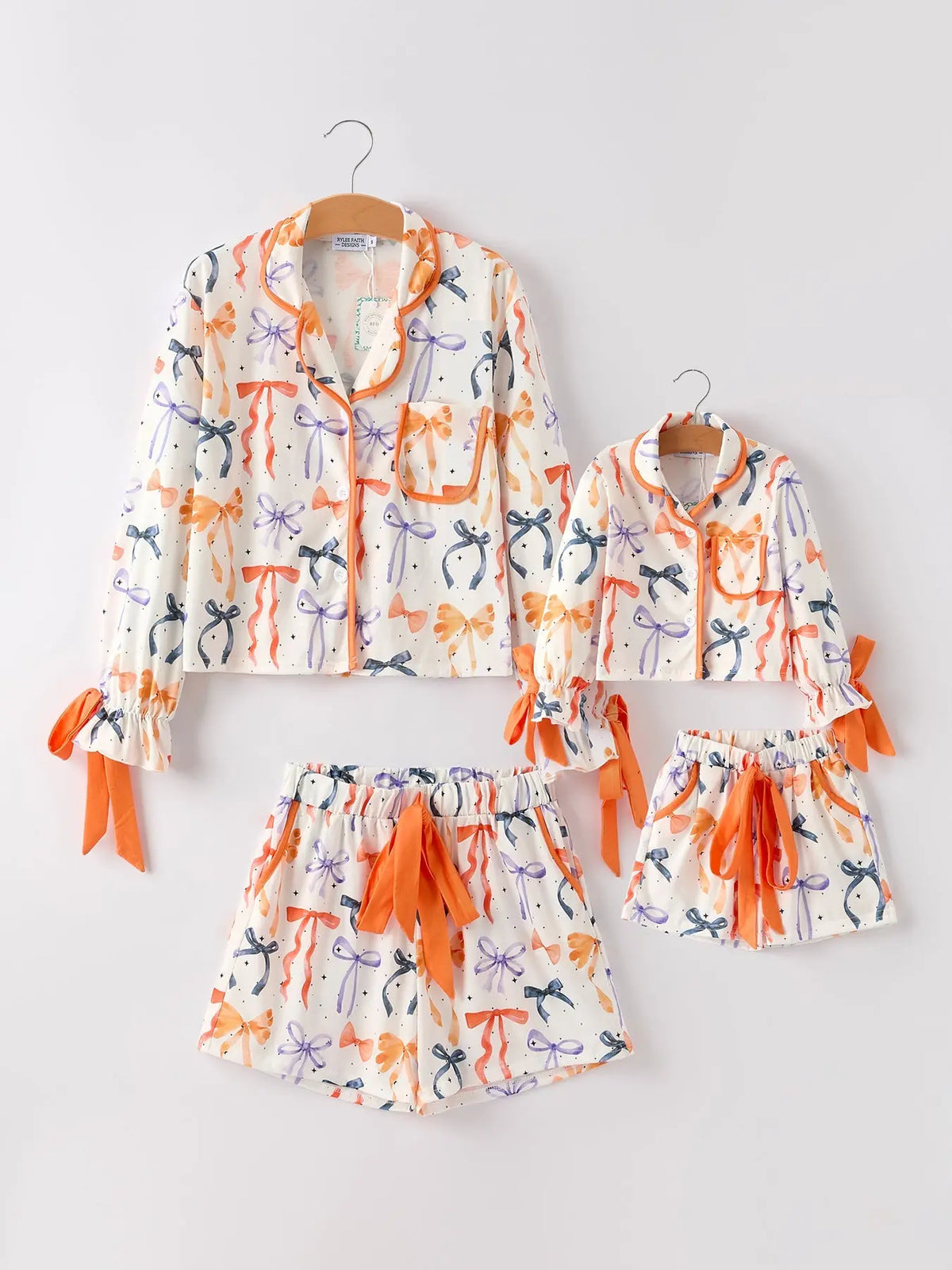 Halloween Mommy and Me Bow Print Pajama Set Rylee Faith Designs