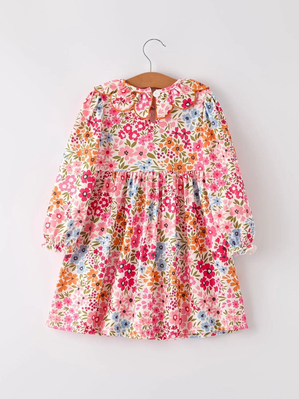Fall Halloween & Thanksgiving Pumpkin Bow Smock Embroidered Floral Dress Rylee Faith Designs