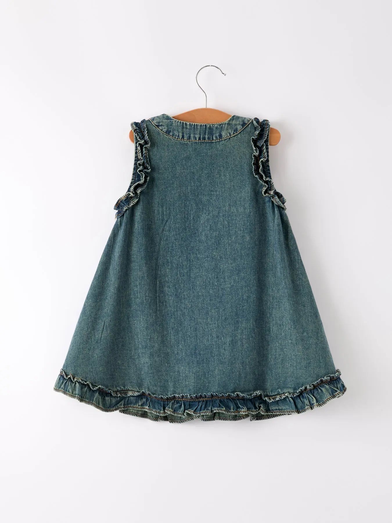 Vintage Girls Dress | Denim Ruffle Rylee Faith Designs