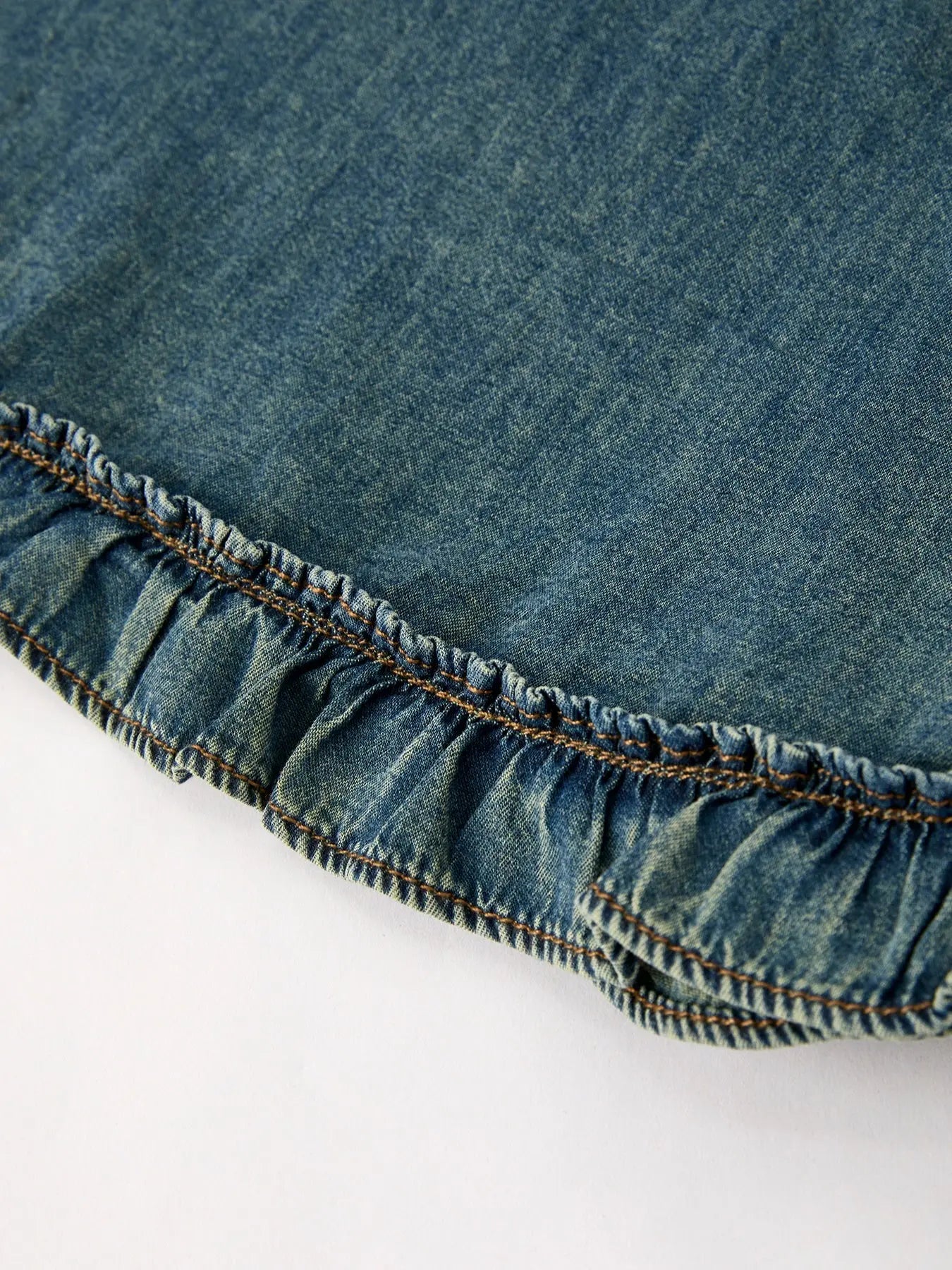 Vintage Girls Dress | Denim Ruffle Rylee Faith Designs