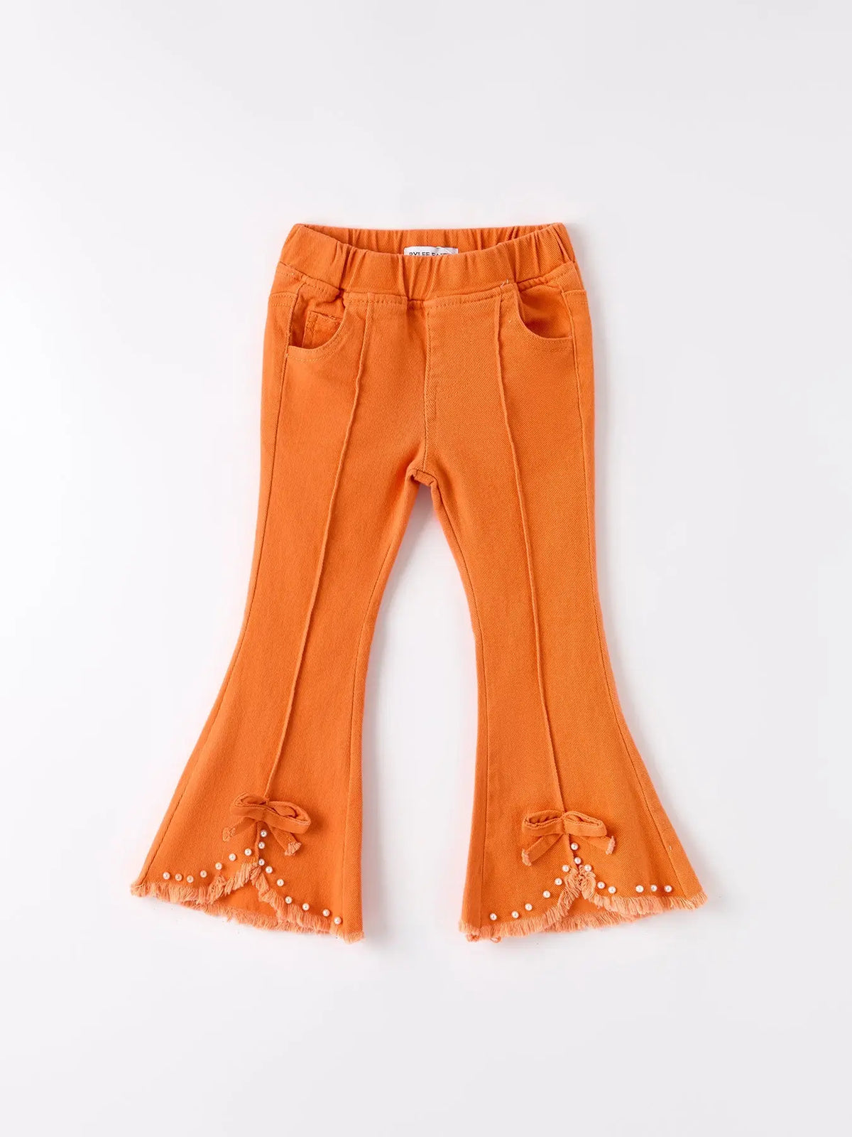 Vaqueros elásticos acampanados de color naranja
