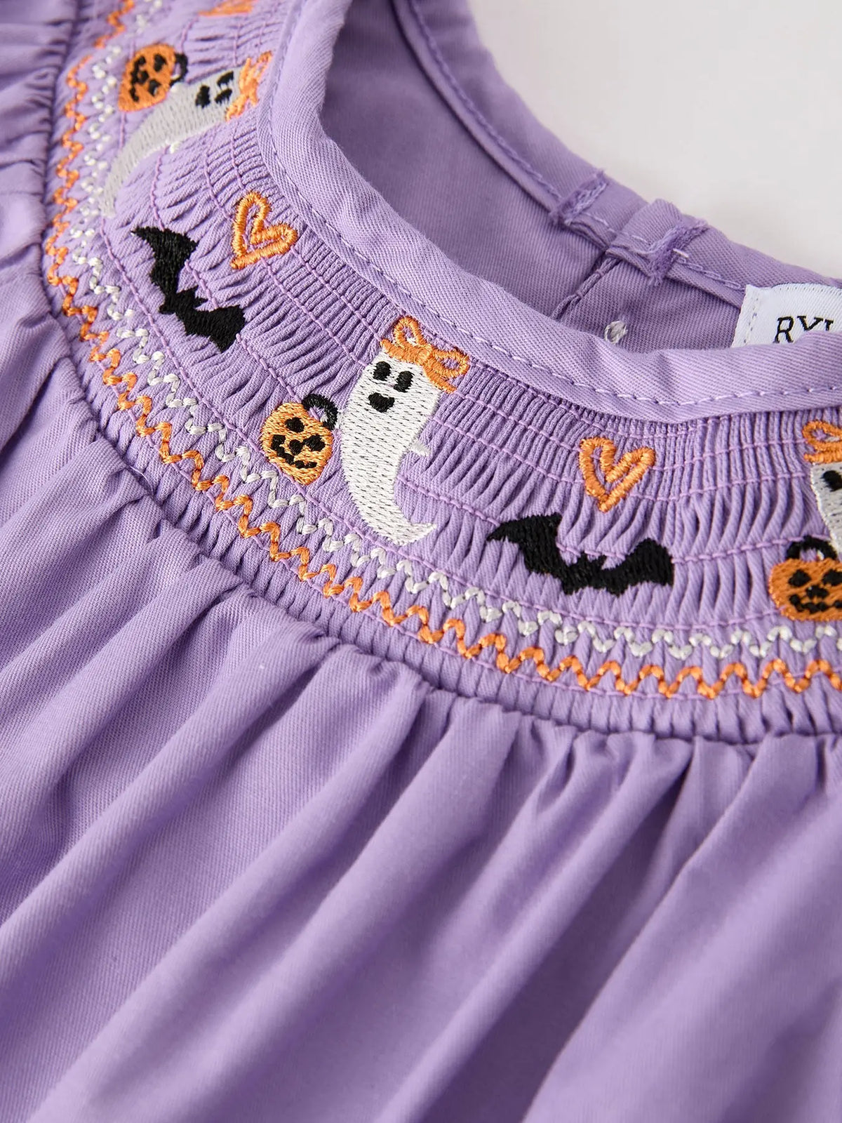 Purple Halloween Smock Embroidery Baby Girl Romper Rylee Faith Designs
