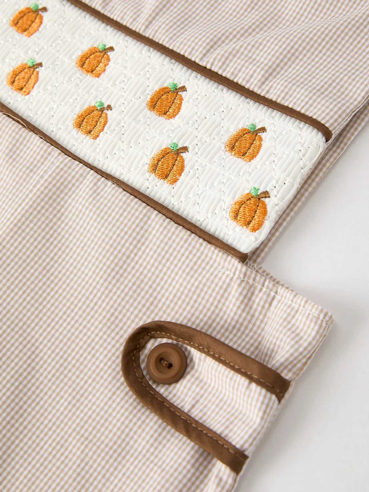 Fall Halloween & Thanksgiving  Pumpkin Smock Embroidered Boys Romper Rylee Faith Designs