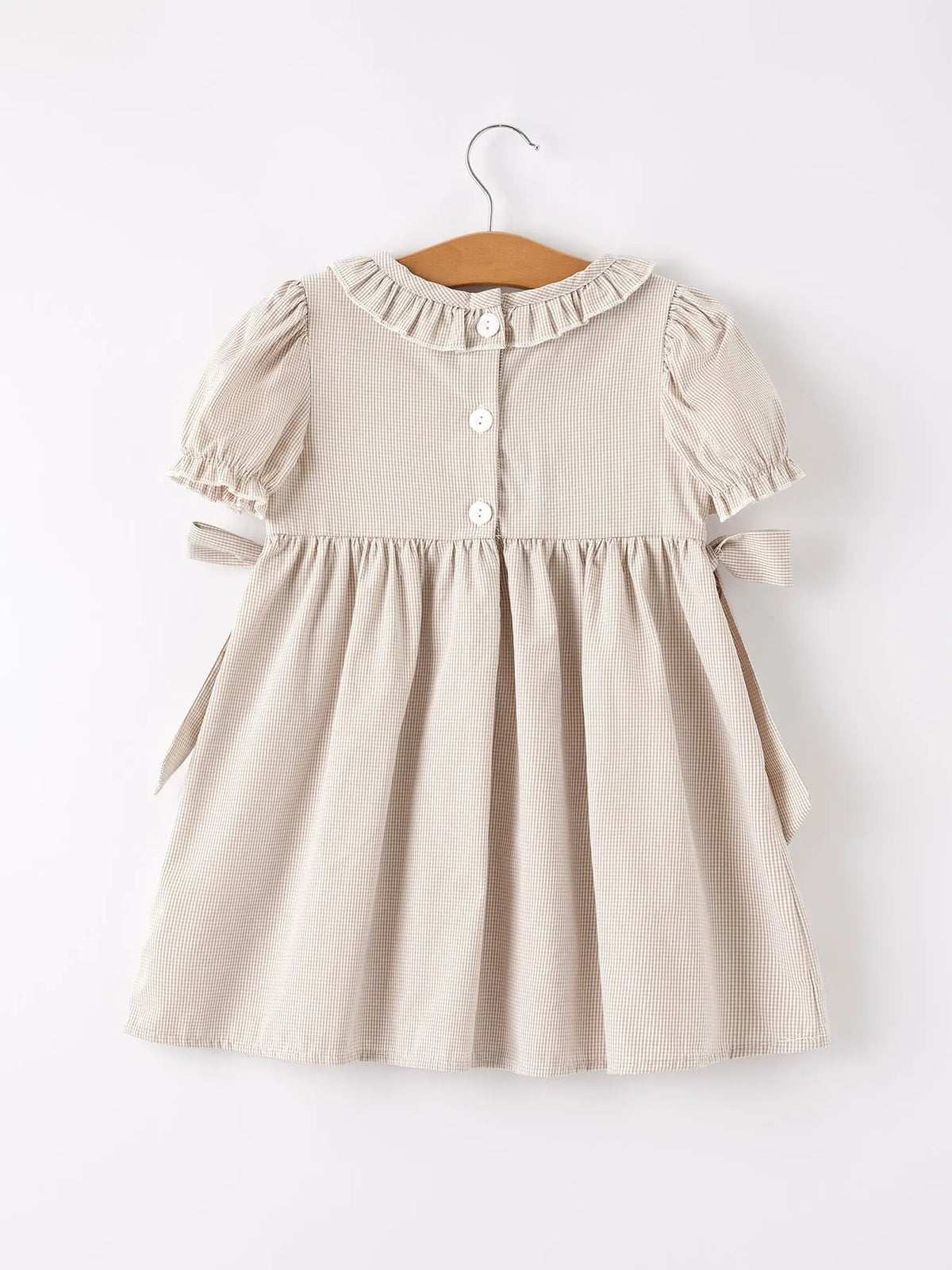 Fall Halloween & Thanksgiving Pumpkin Embroidery Smock Plaid Girls Dress Rylee Faith Designs