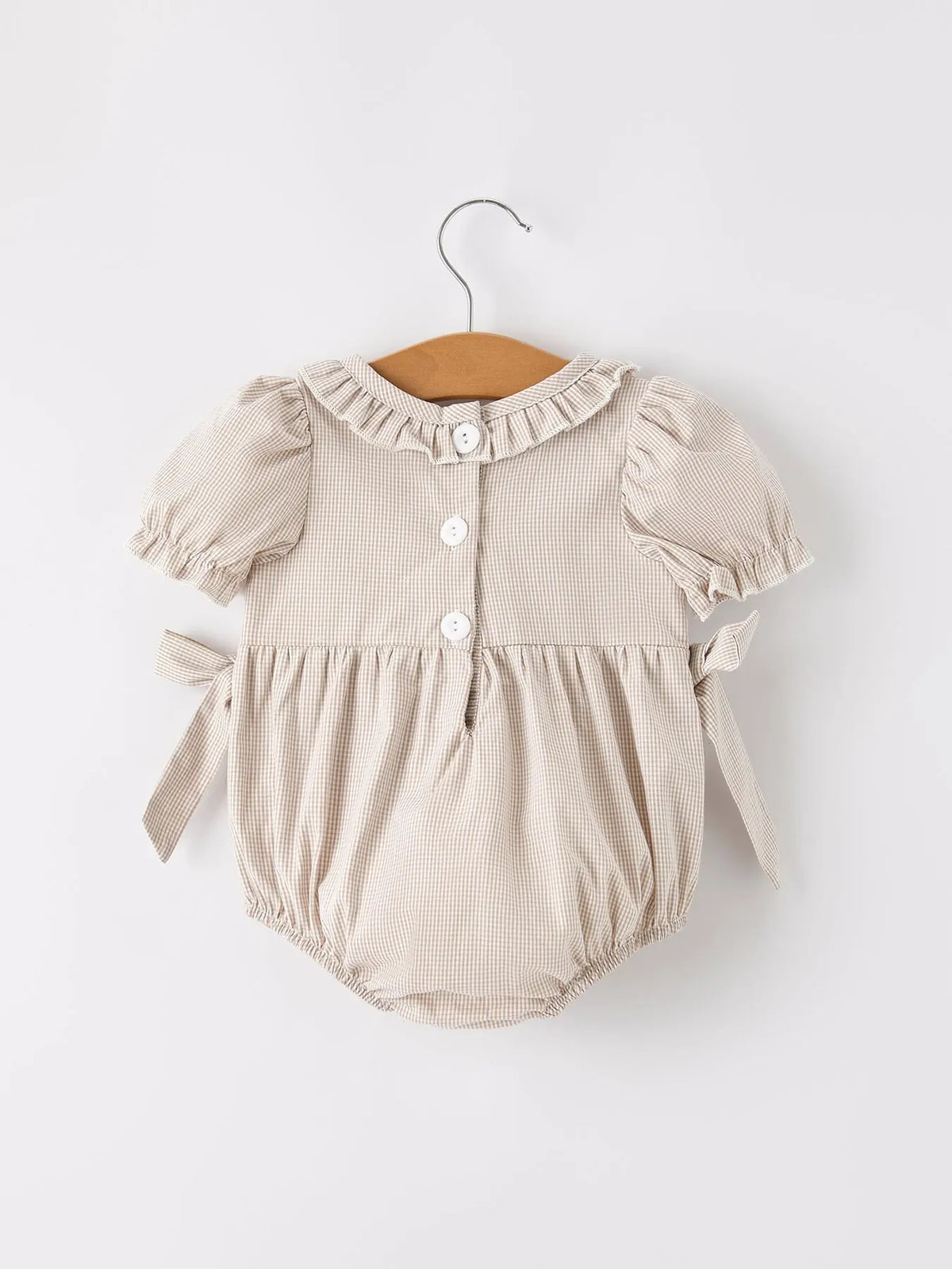Fall Halloween & Thanksgiving Pumpkin Embroidery Smock Plaid Baby Girl Romper Rylee Faith Designs