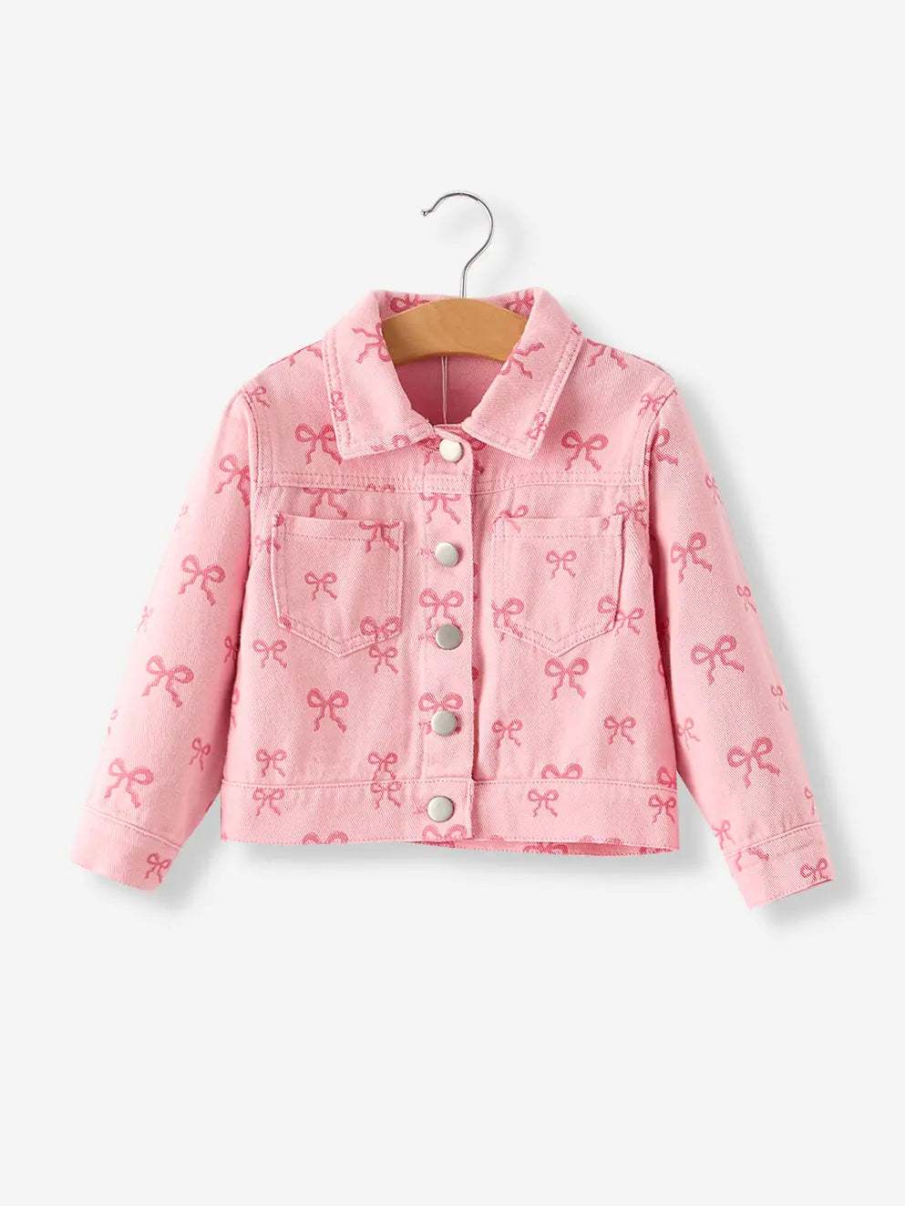 Pink Fall Girls Butterfly Print Denim Top Rylee Faith Designs