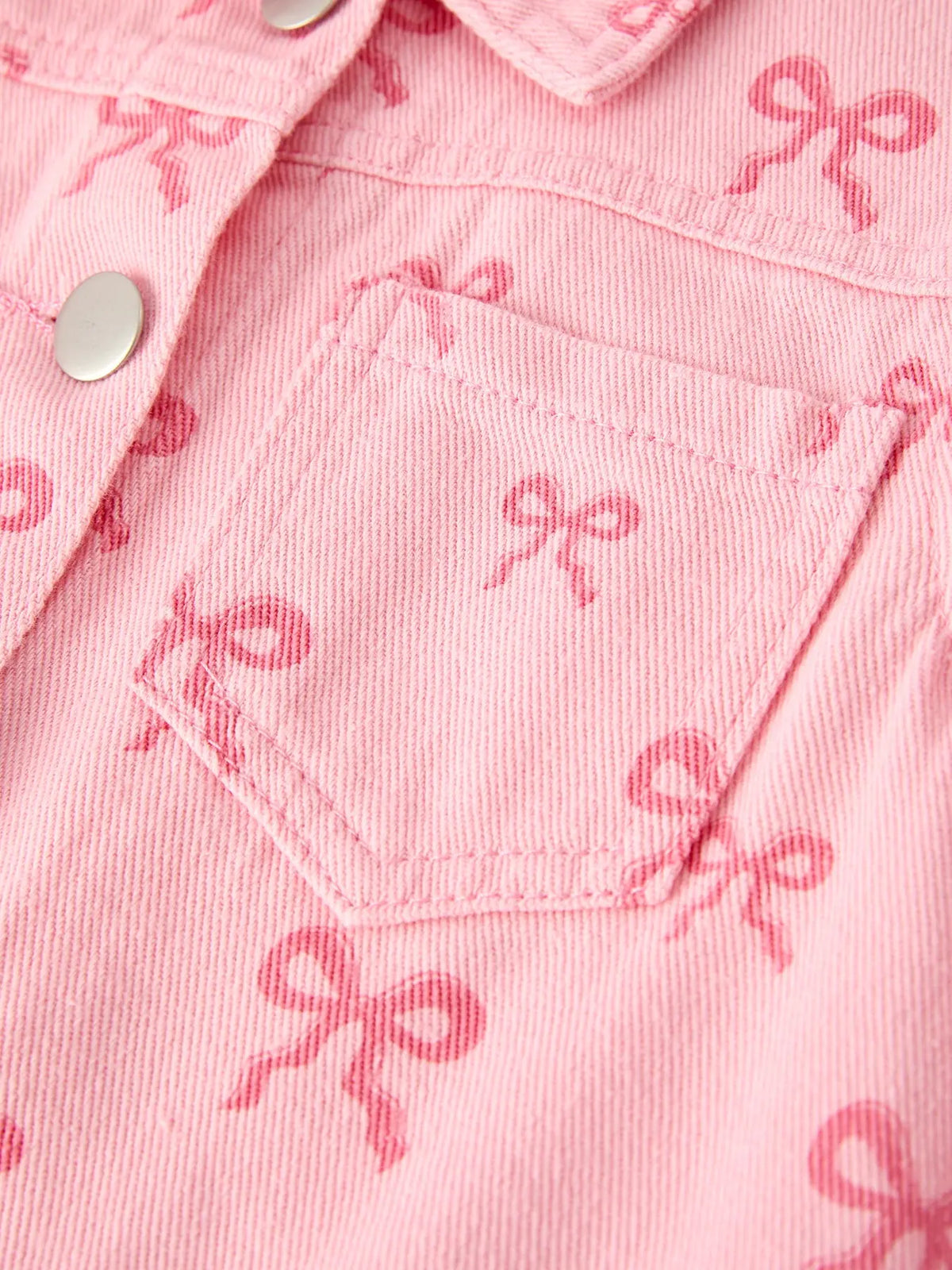 Pink Fall Girls Butterfly Print Denim Top Rylee Faith Designs