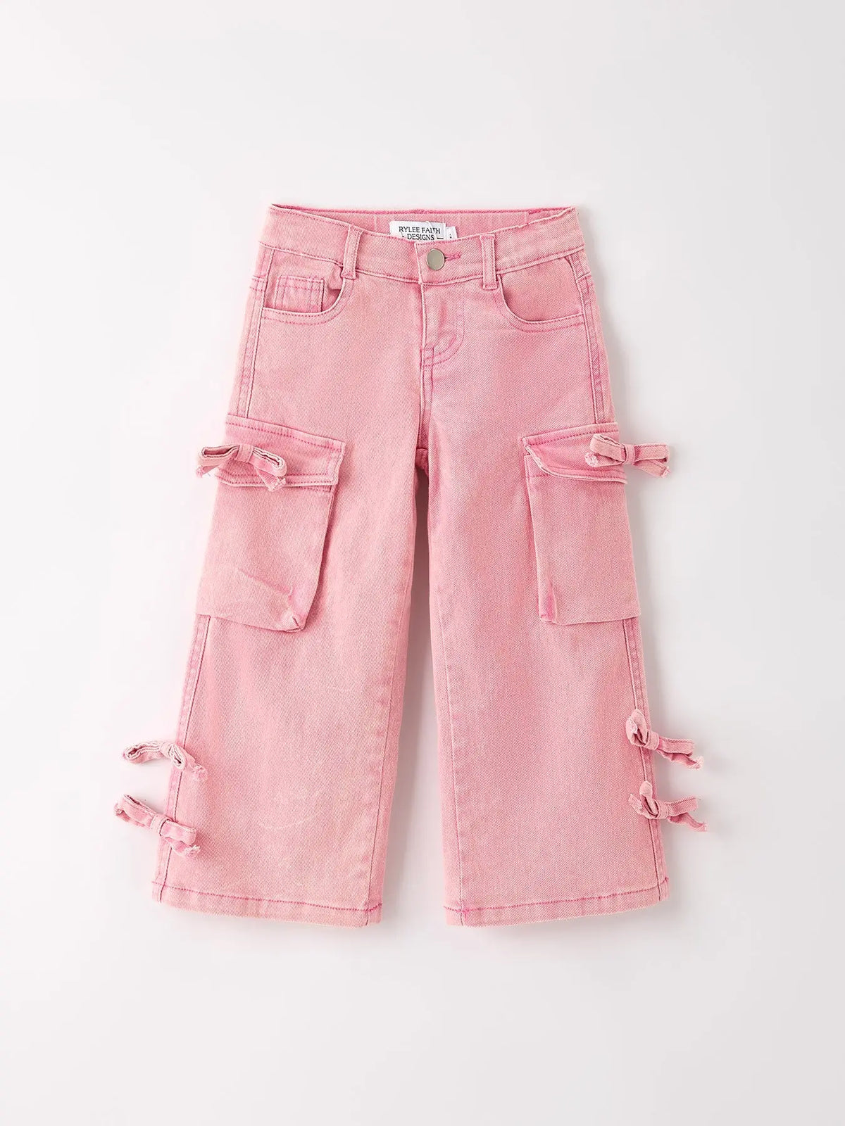 Pantalones anchos de mezclilla rosas con bolsillos