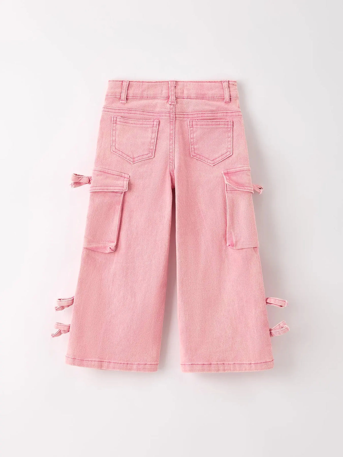 Pantalones anchos de mezclilla rosas con bolsillos