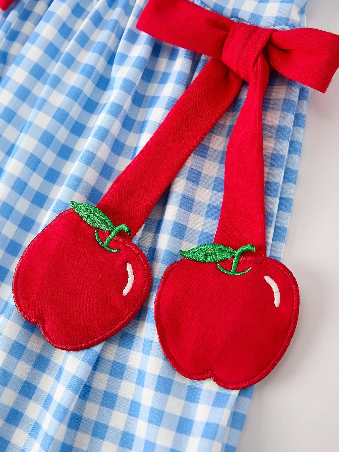 Back To School Girls Striped Apple Bow Dress