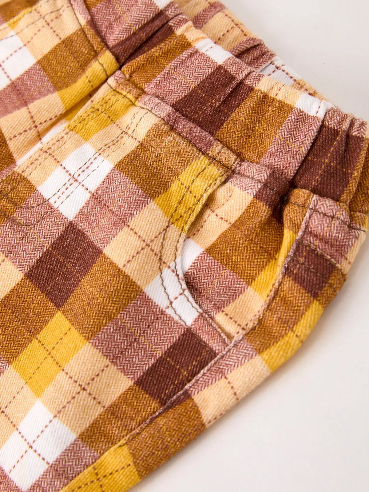 Pantalones de cuadros marrones de otoño con lazo para Acción de Gracias
