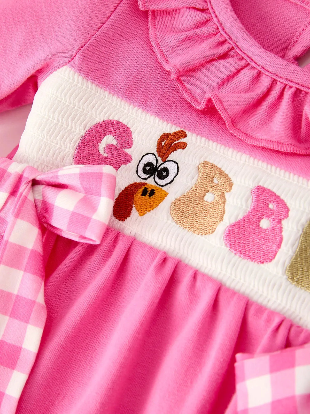 Fall Thanksgiving& Halloween "GOBBLE" Smock Embroidery Baby Girl Romper Rylee Faith Designs