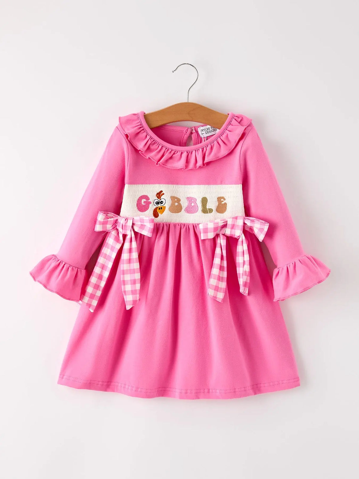 Fall Thanksgiving& Halloween "GOBBLE" Smock Embroidery Baby Girl Dress Rylee Faith Designs