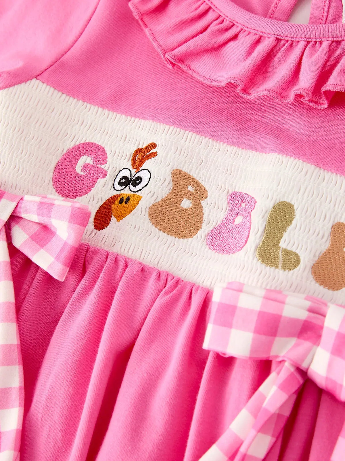 Fall Thanksgiving& Halloween "GOBBLE" Smock Embroidery Baby Girl Dress Rylee Faith Designs