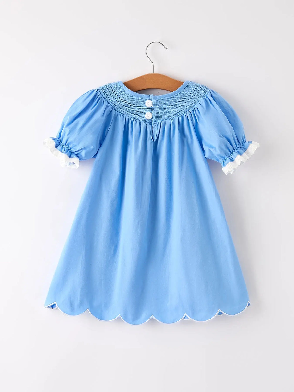 Blue Fall Thanksgiving&Halloween Pumpkin Smock Embroidery Lace Baby Girl Dress Rylee Faith Designs