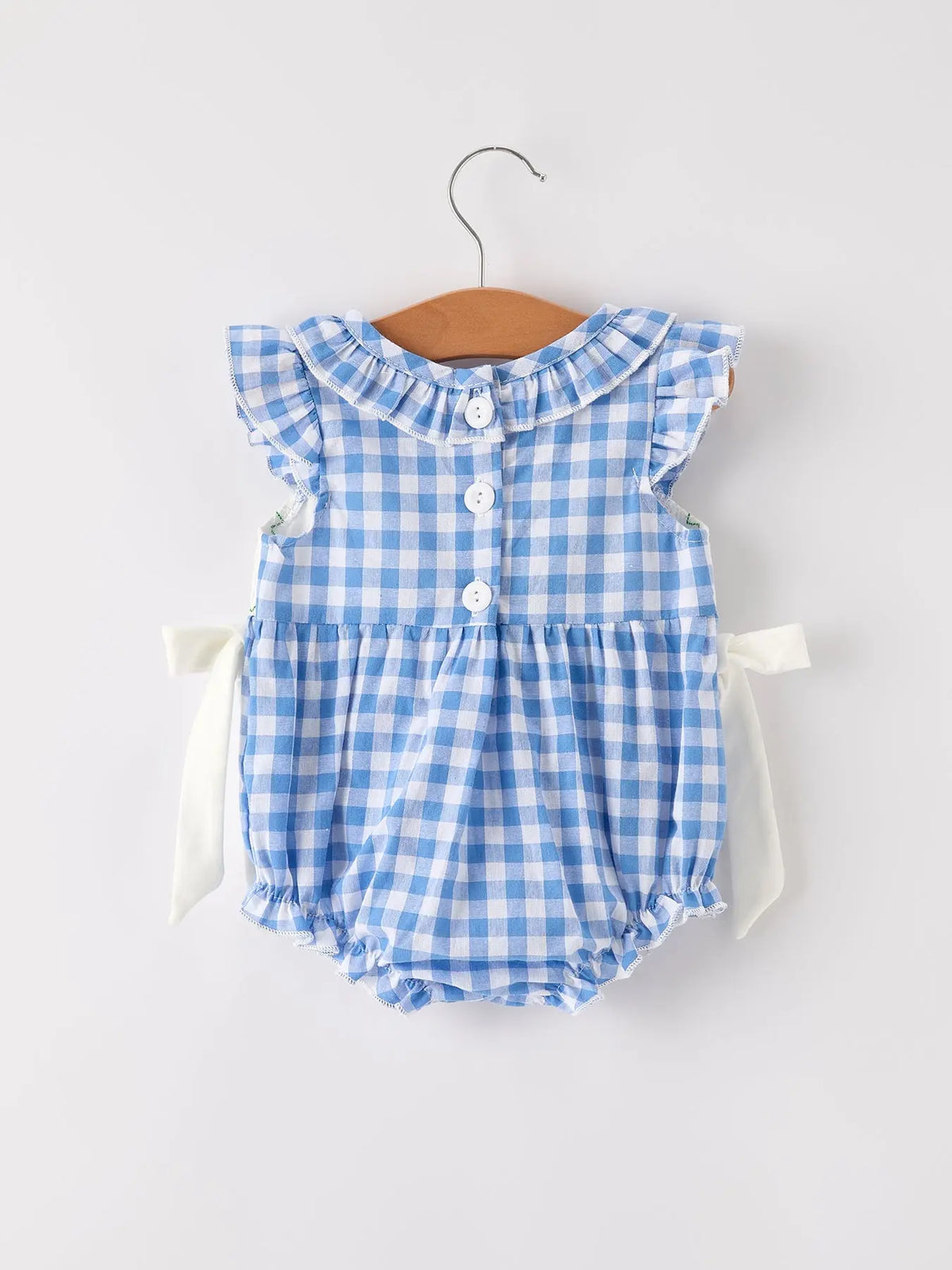 Fall Thanksgiving& Halloween Blue Pumpkin Smock Embroidery Baby Girl Romper Rylee Faith Designs