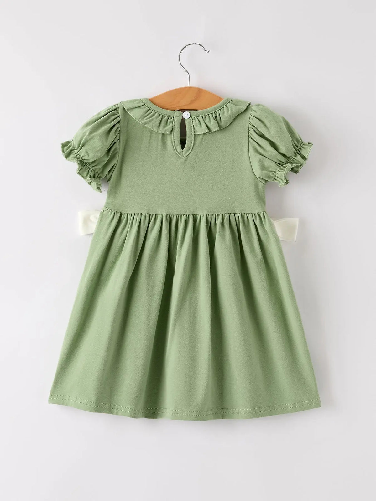 Fall Thanksgiving Chicken Smock Embroidered Green  Baby Girl Dress Rylee Faith Designs