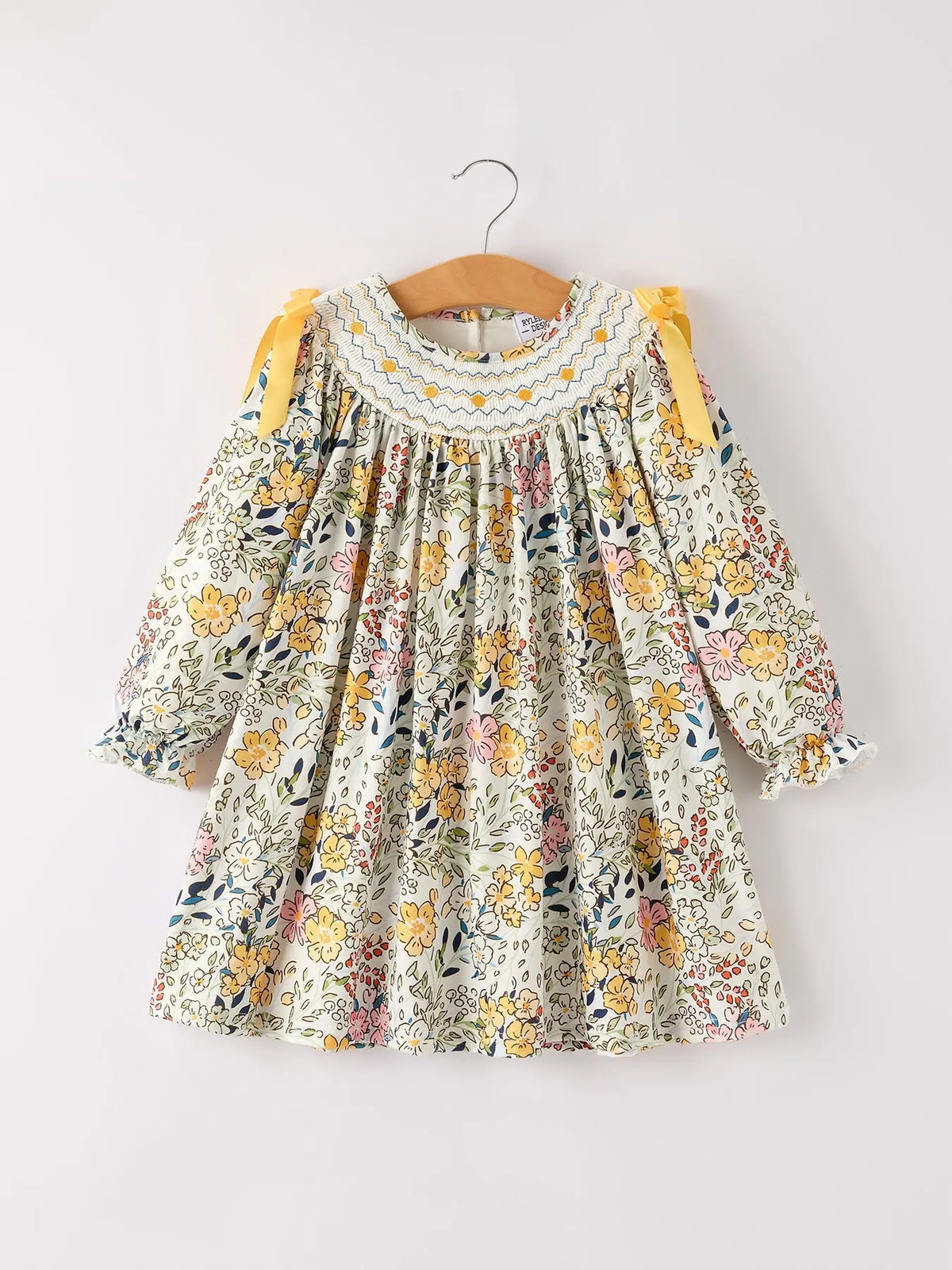 Fall  Embroidery Smocking Bow Floral Leaf Baby Girls Dress Rylee Faith Designs