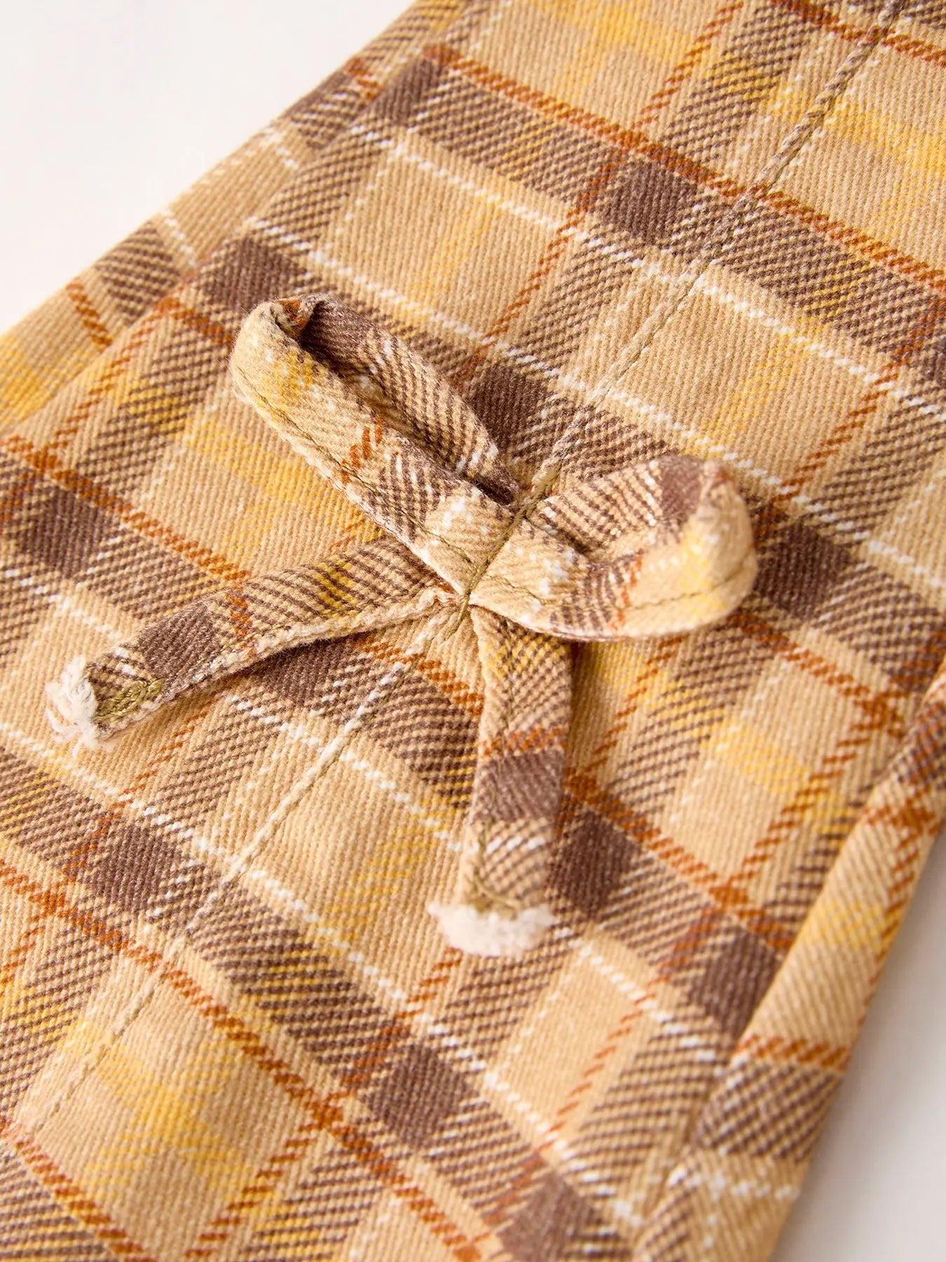 Pantalones vaqueros a cuadros amarillos y marrones para niñas, con temática de Acción de Gracias y Halloween de otoño.