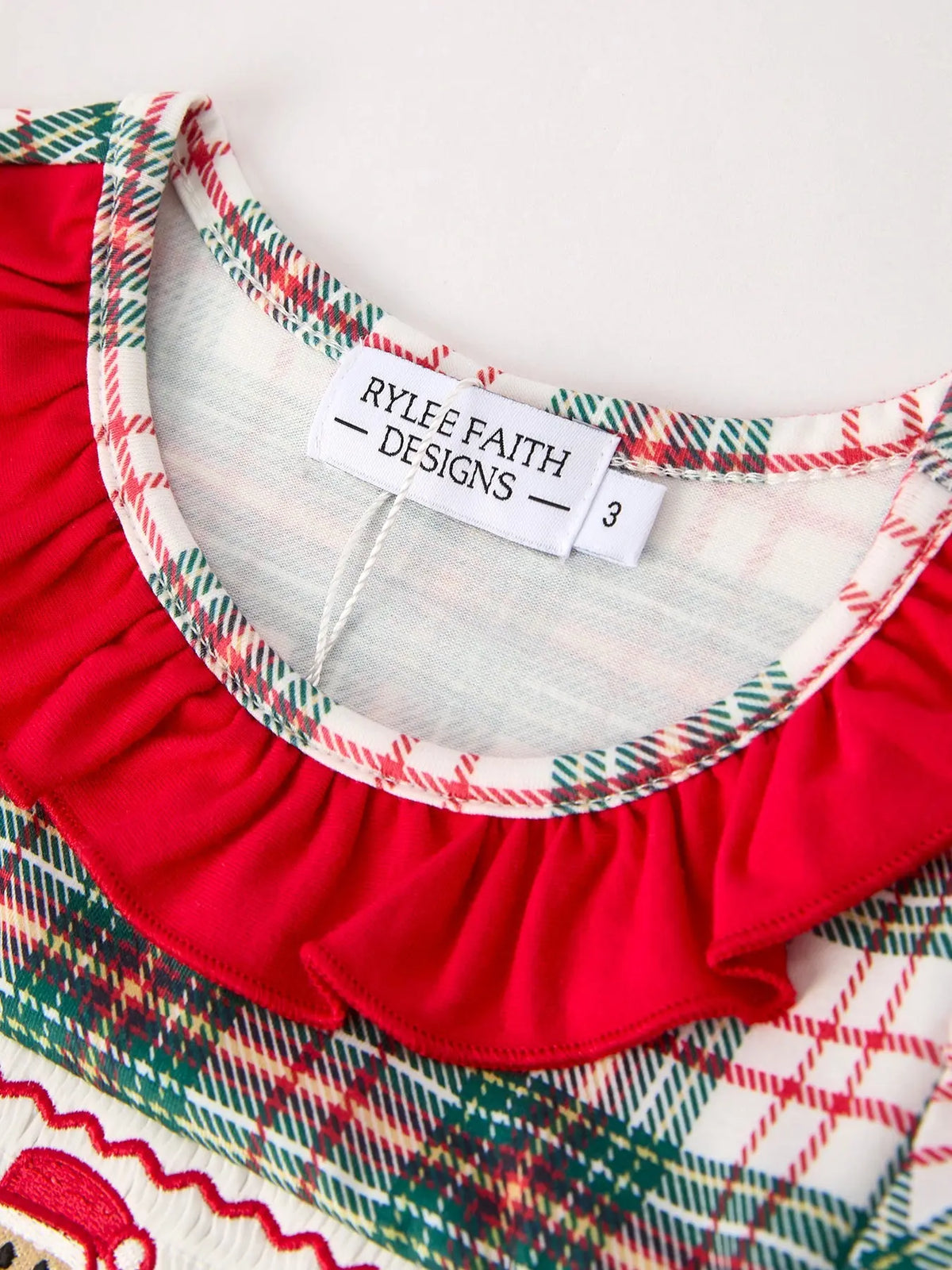 Christmas Embroidery Smocking Bow Plaid Girls Dress Rylee Faith Designs