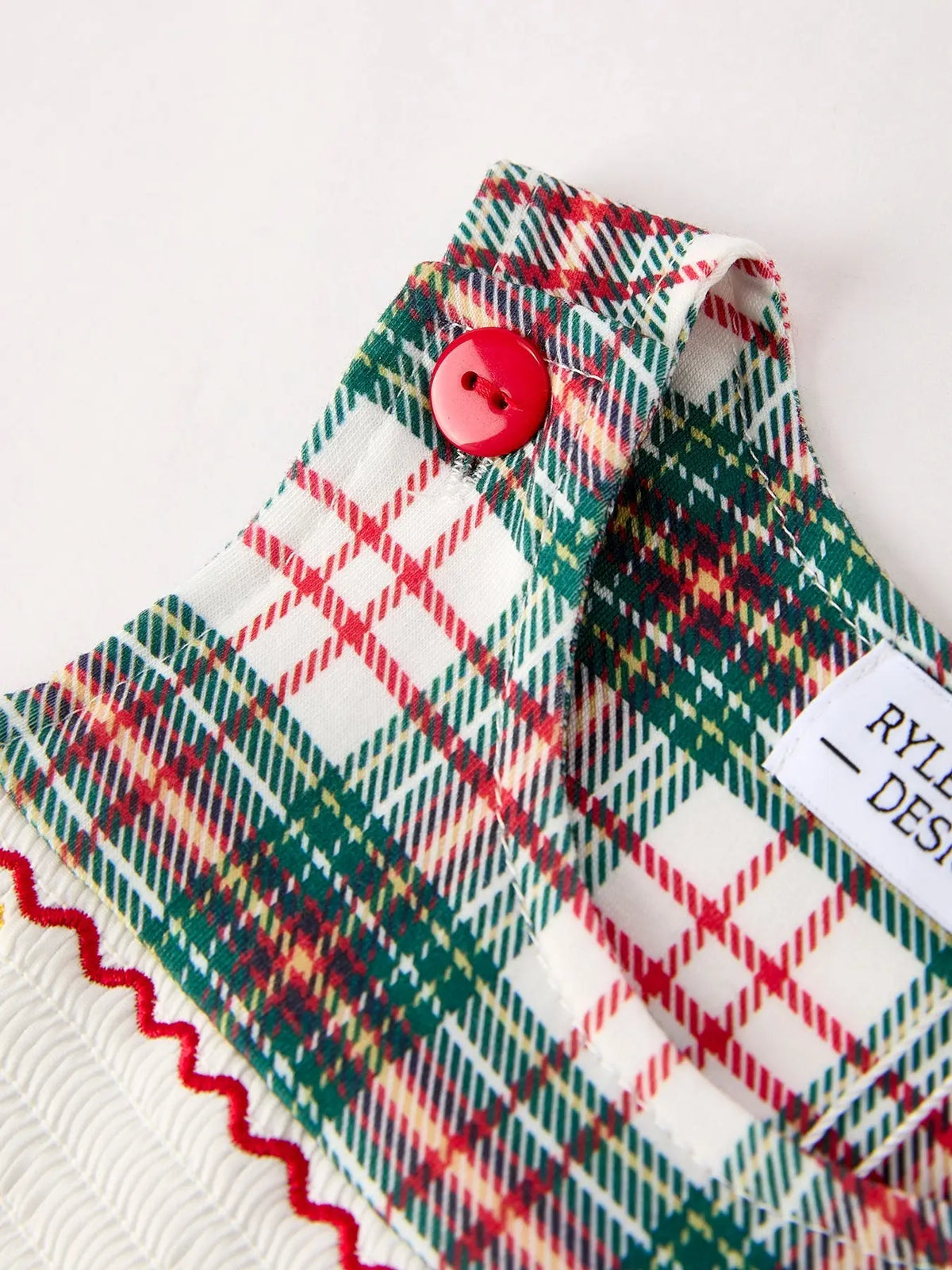 Christmas Jonjon Plaid Smocking Embroidered Boys Romper Rylee Faith Designs