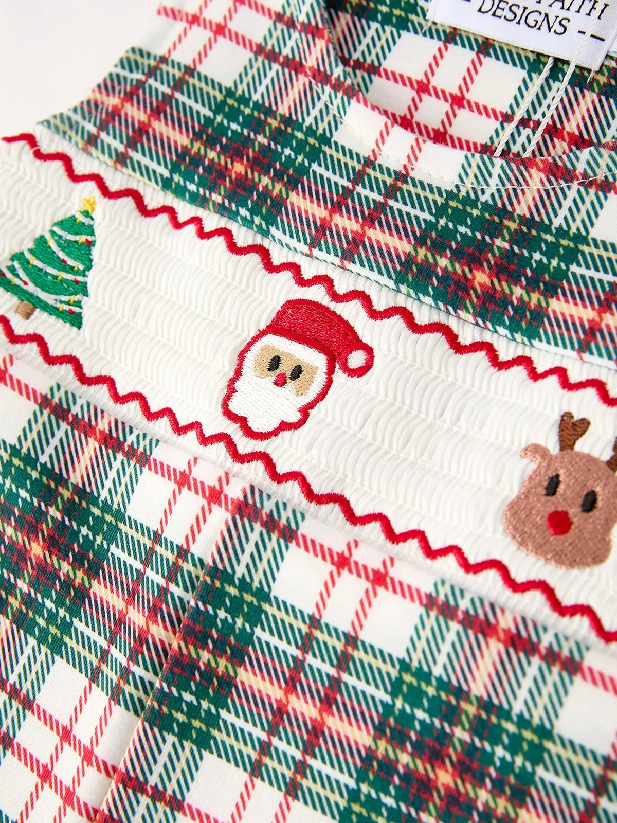 Christmas Jonjon Plaid Smocking Embroidered Boys Romper Rylee Faith Designs