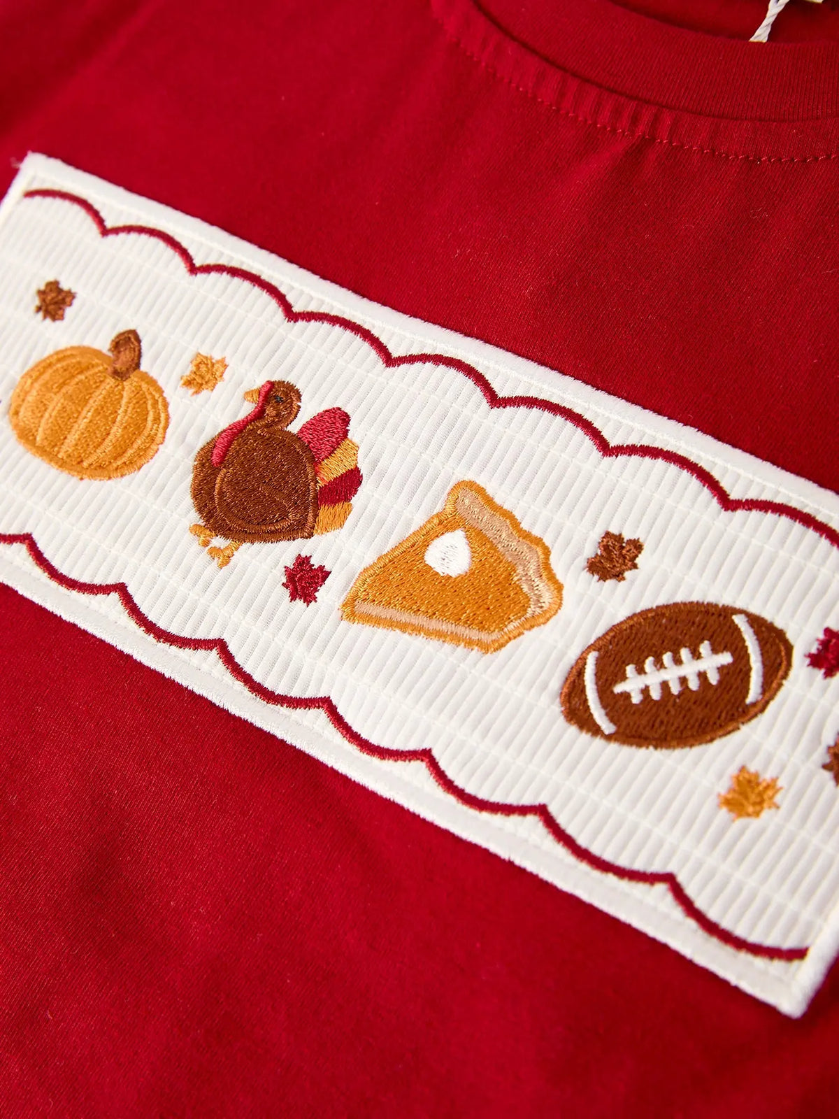 Fall Embroidered Boy Set – Orange Checkered with Halloween Details Rylee Faith Designs