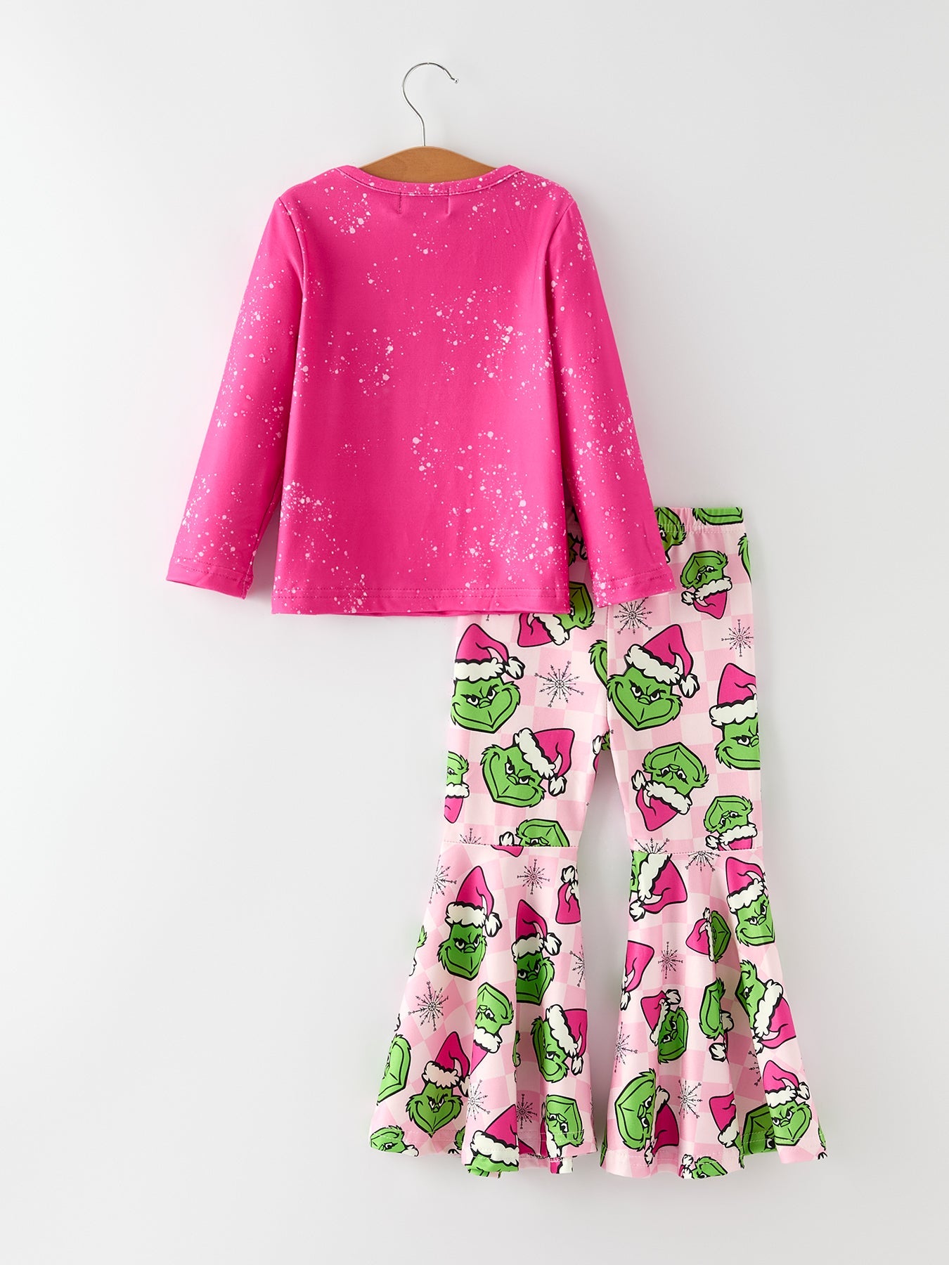 Christmas Character Outfit Set for Girls – Pink Long Sleeve Top & Flare Pants