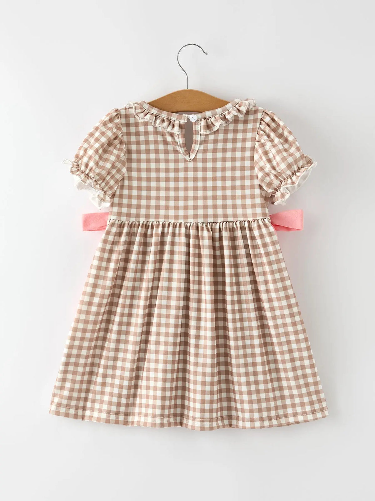 Christmas Vintage-Style Plaid Dress with Embroidered Gingerbread and Bows