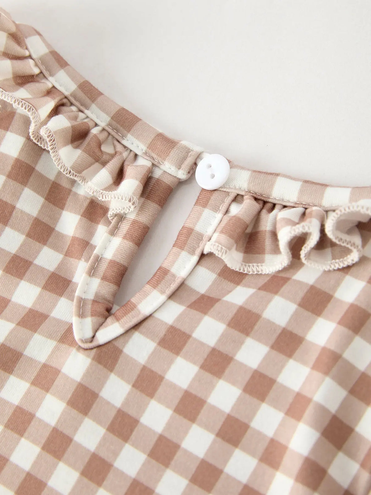 Christmas Vintage-Style Plaid Dress with Embroidered Gingerbread and Bows