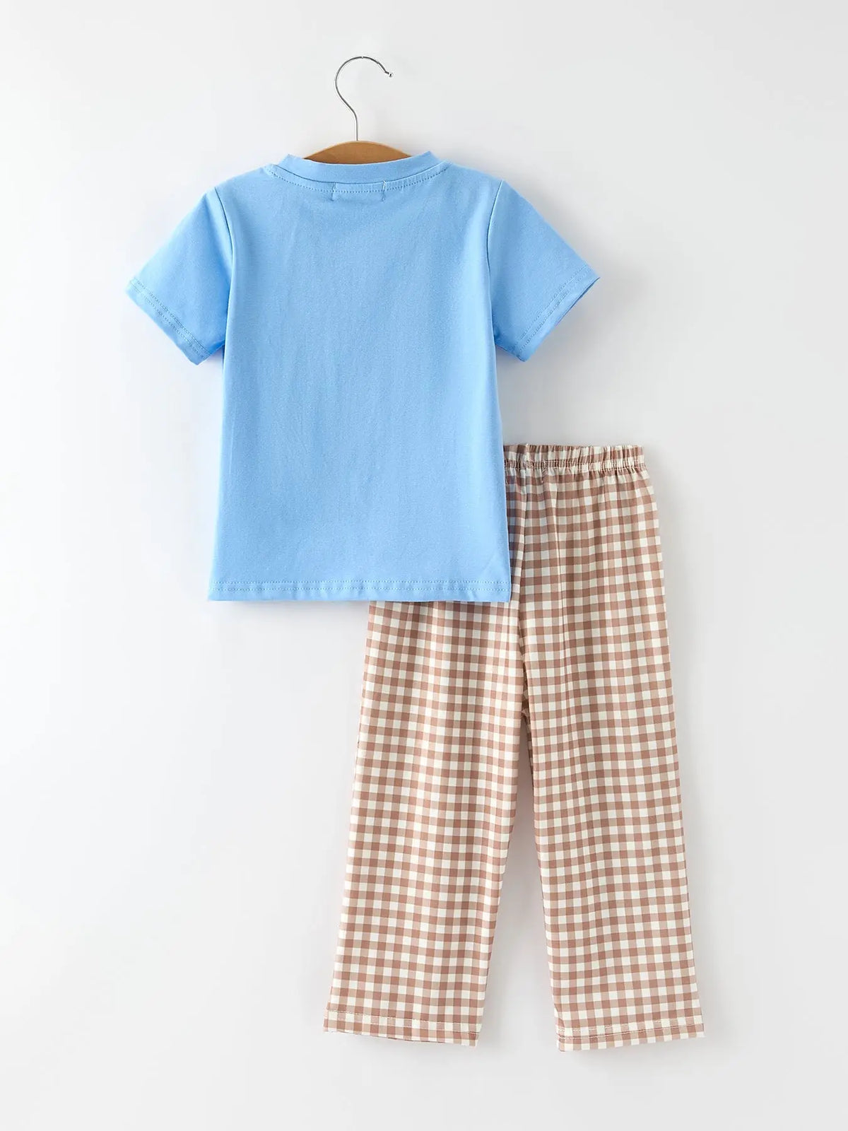 Christmas Vintage-Style Embroidered Gingerbread Plaid Boys Set