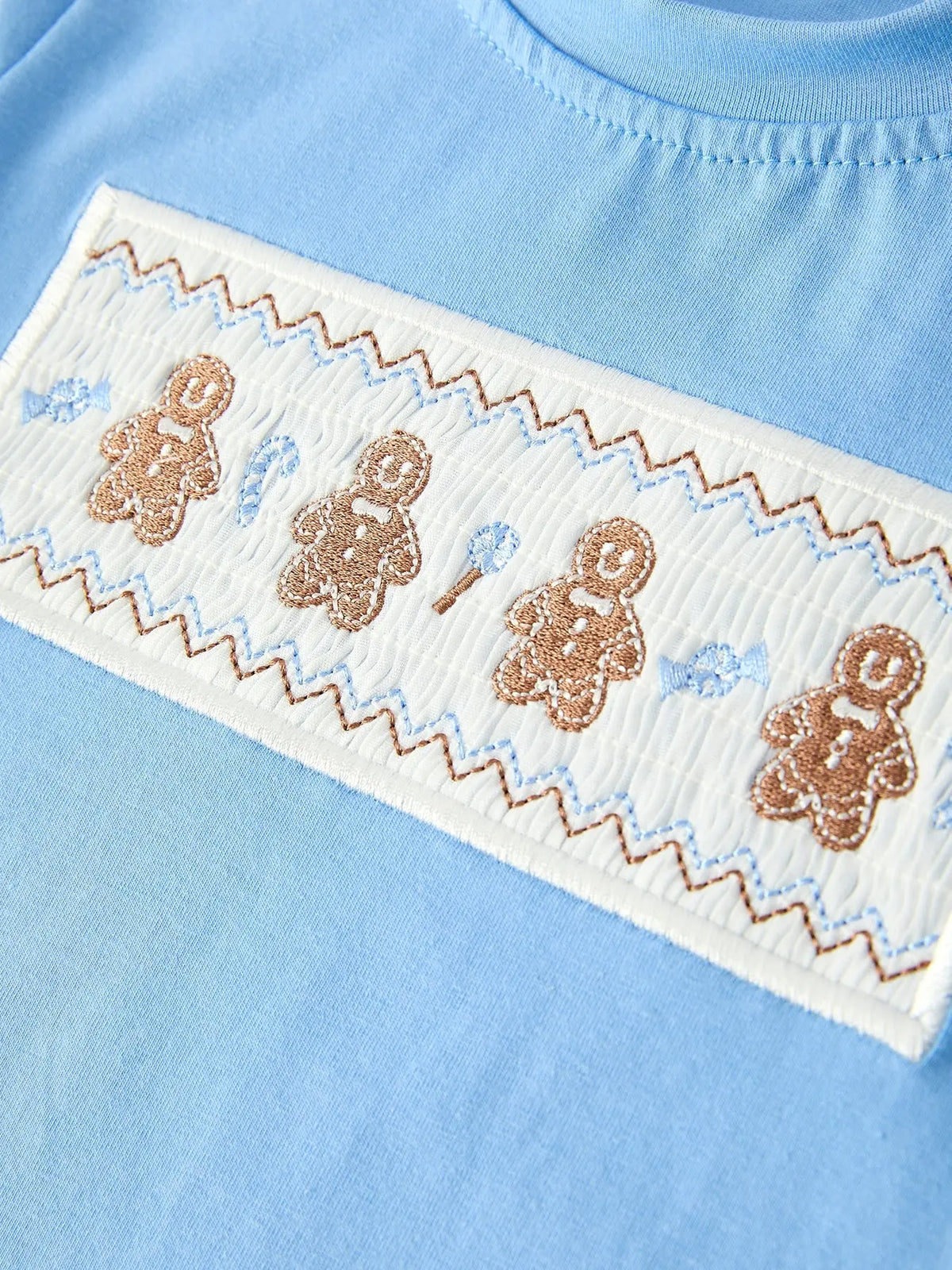 Christmas Vintage-Style Embroidered Gingerbread Plaid Boys Set