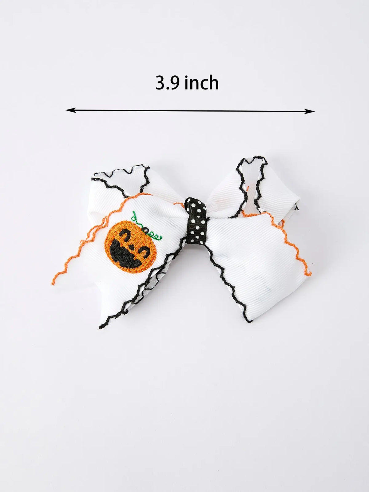 Halloween Pumpkin Hair Bows: White Ribbon Design（2PCS）