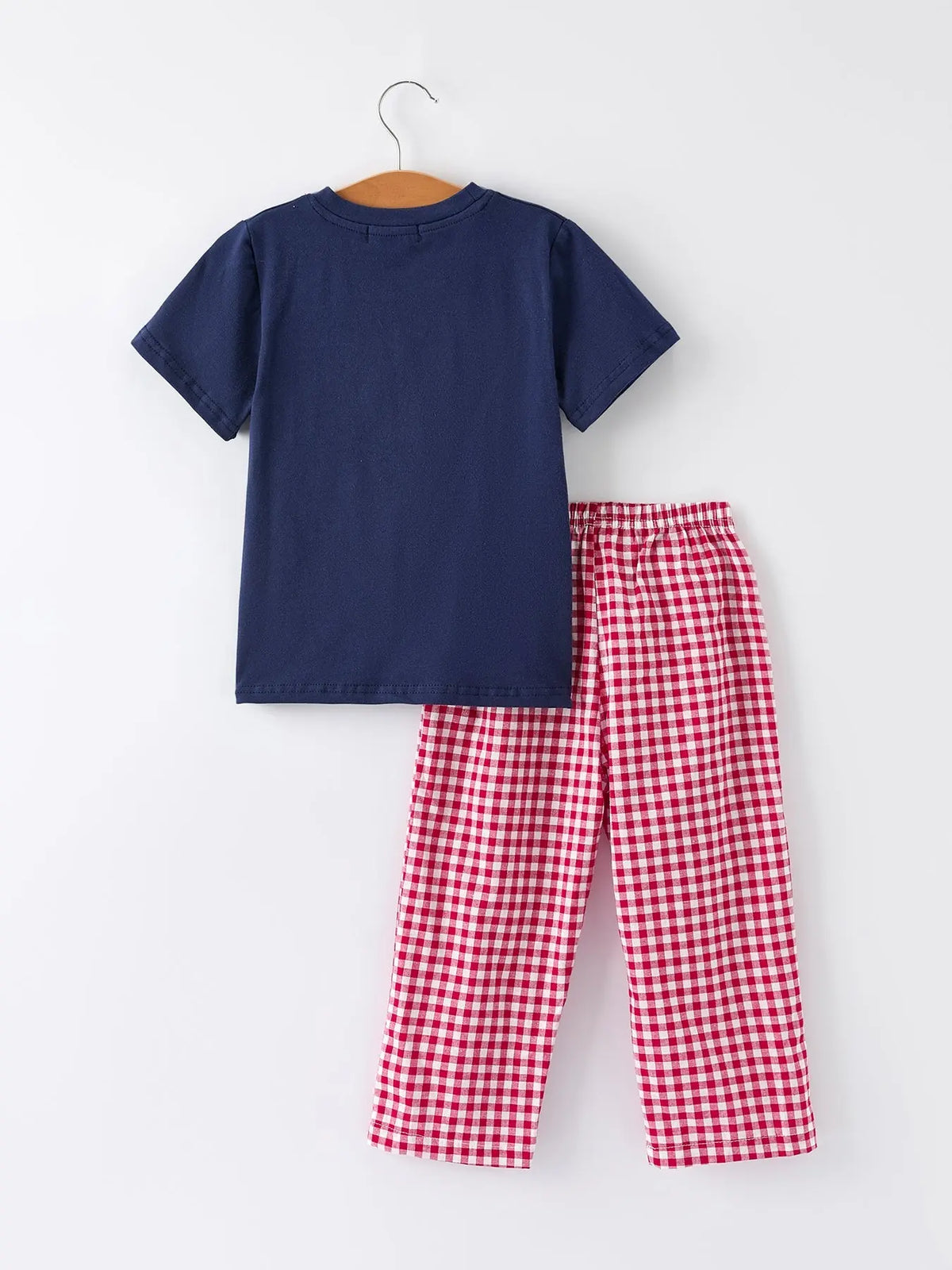 Christmas Holiday Celebration Boys Set: Navy with Santa Sleigh Rylee Faith Designs
