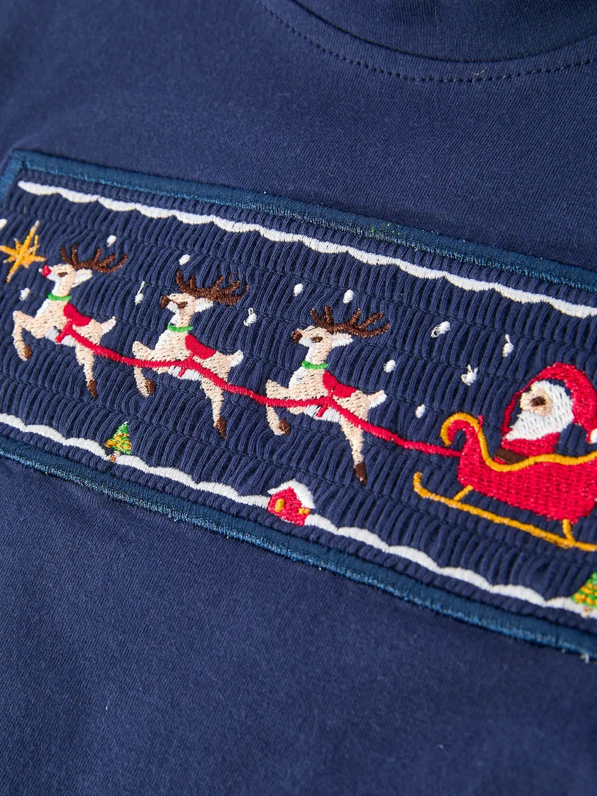 Christmas Holiday Celebration Boys Set: Navy with Santa Sleigh Rylee Faith Designs