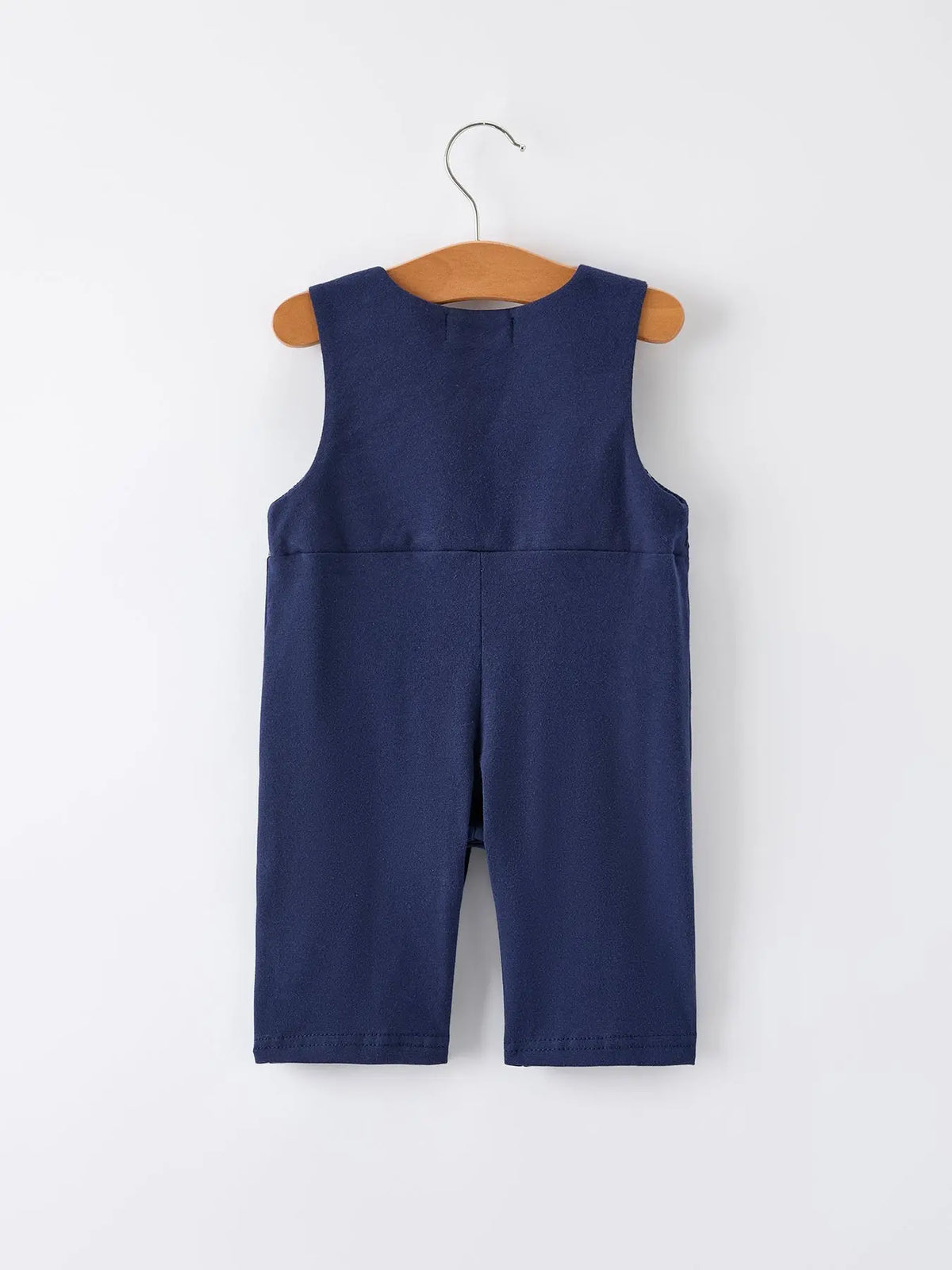 Christmas Holiday Celebration Baby Boys Romper: Navy with Santa Sleigh Rylee Faith Designs
