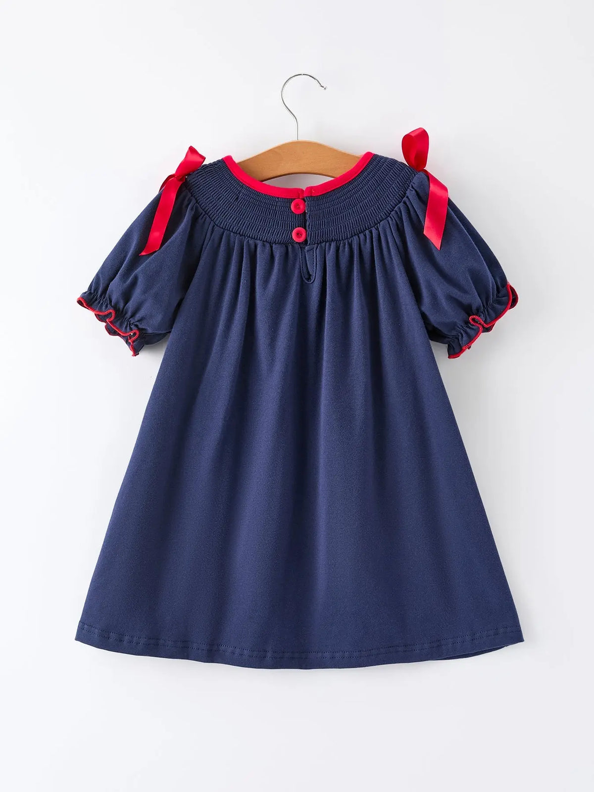 Christmas  Holiday Celebration Dress: Navy with Santa Sleigh Rylee Faith Designs