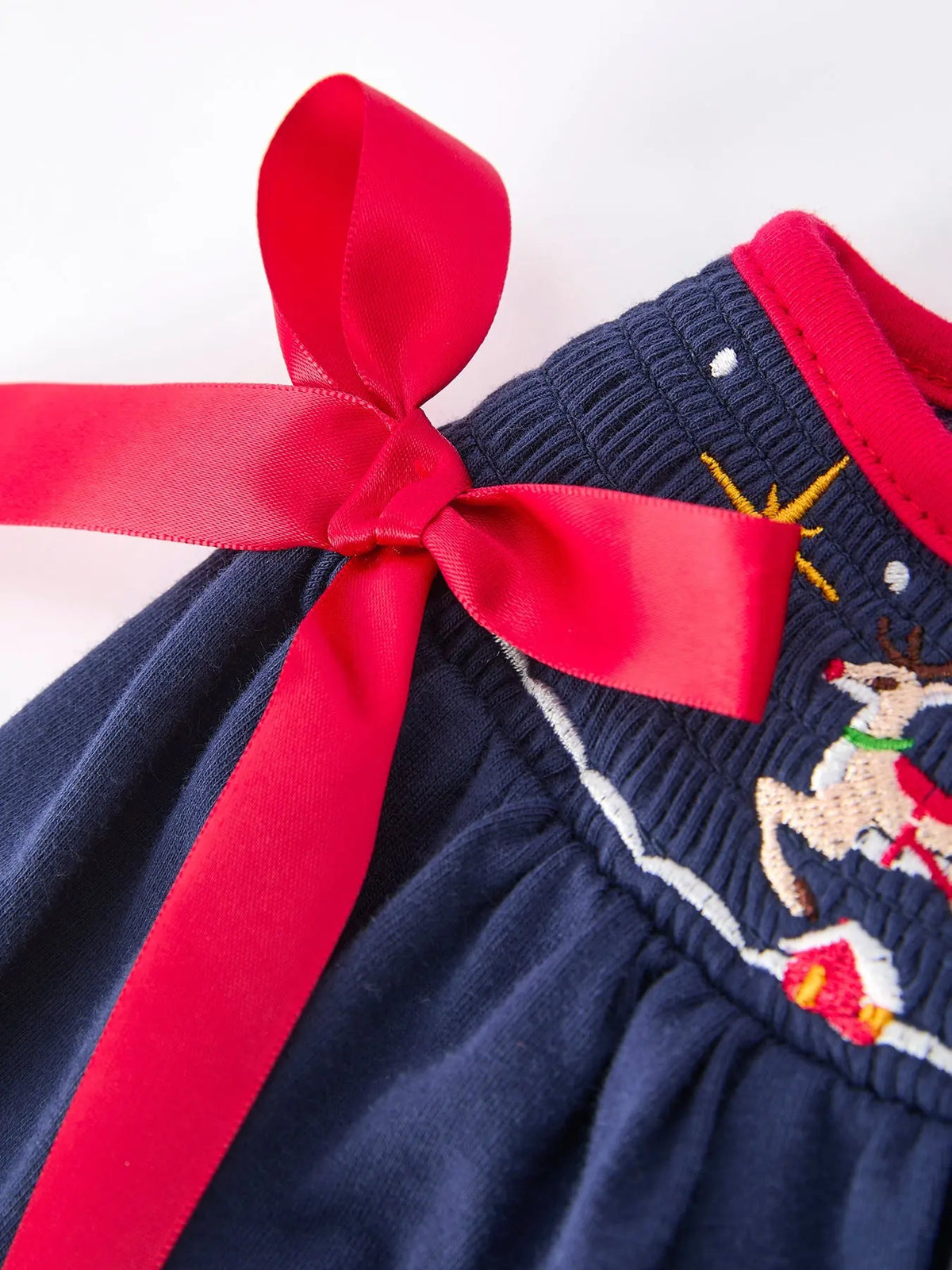Christmas  Holiday Celebration Dress: Navy with Santa Sleigh Rylee Faith Designs