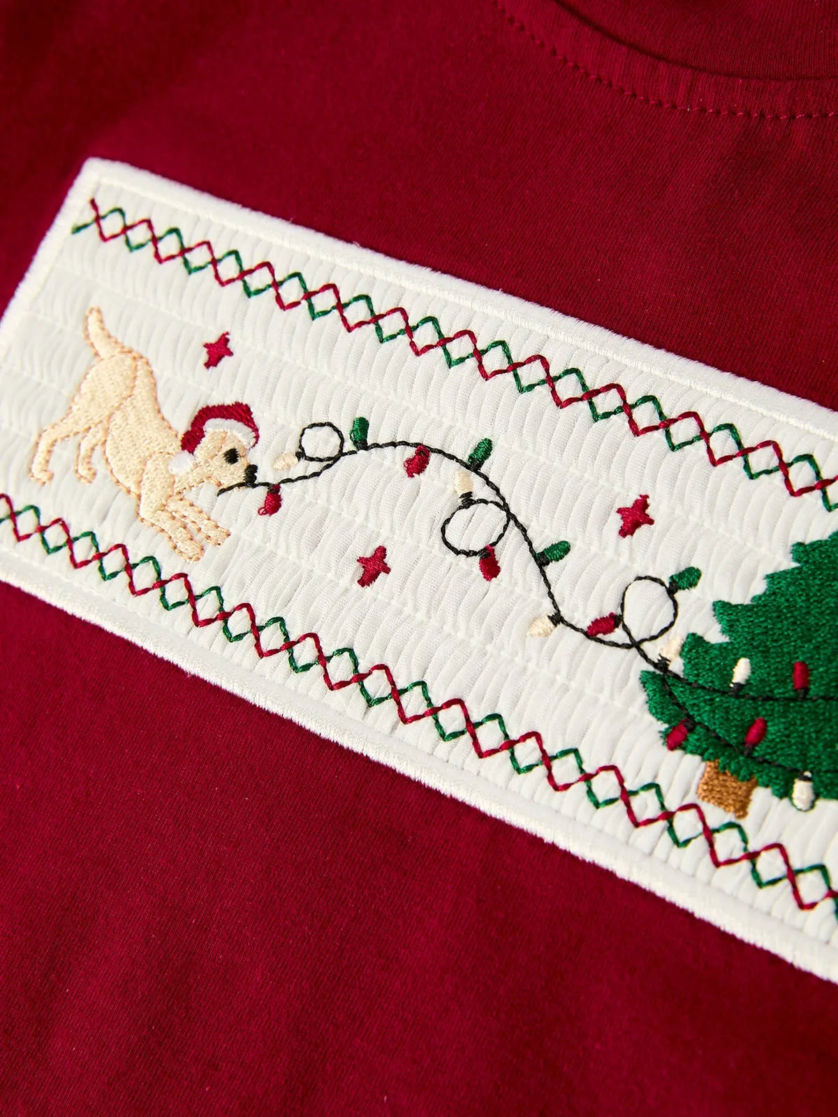 Christmas Tree Dog Smocking Embroidered  Plaid Boys Set Rylee Faith Designs