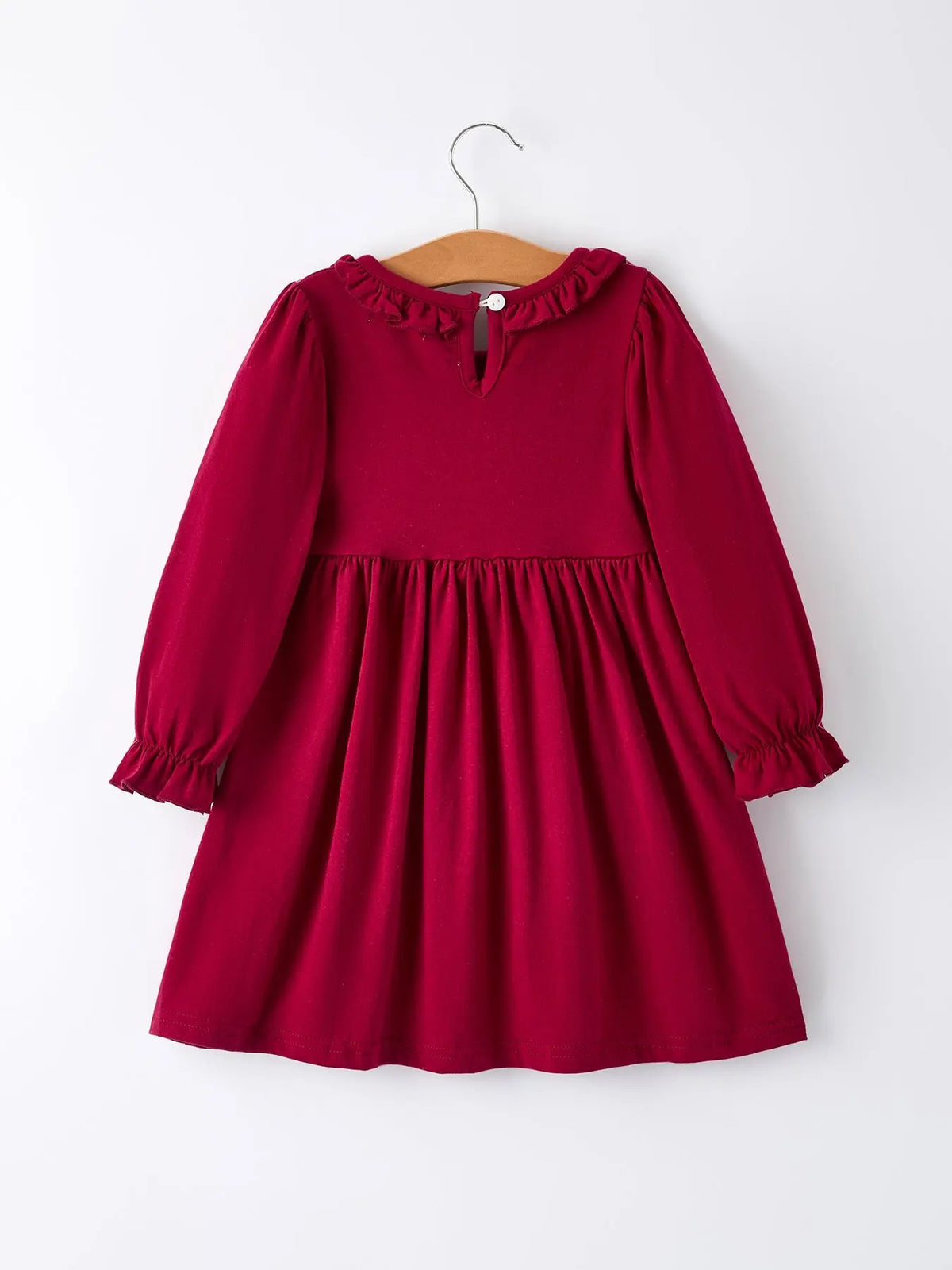 Christmas Smocking Embroidered Girls Dress with Green Plaid Bow Rylee Faith Designs