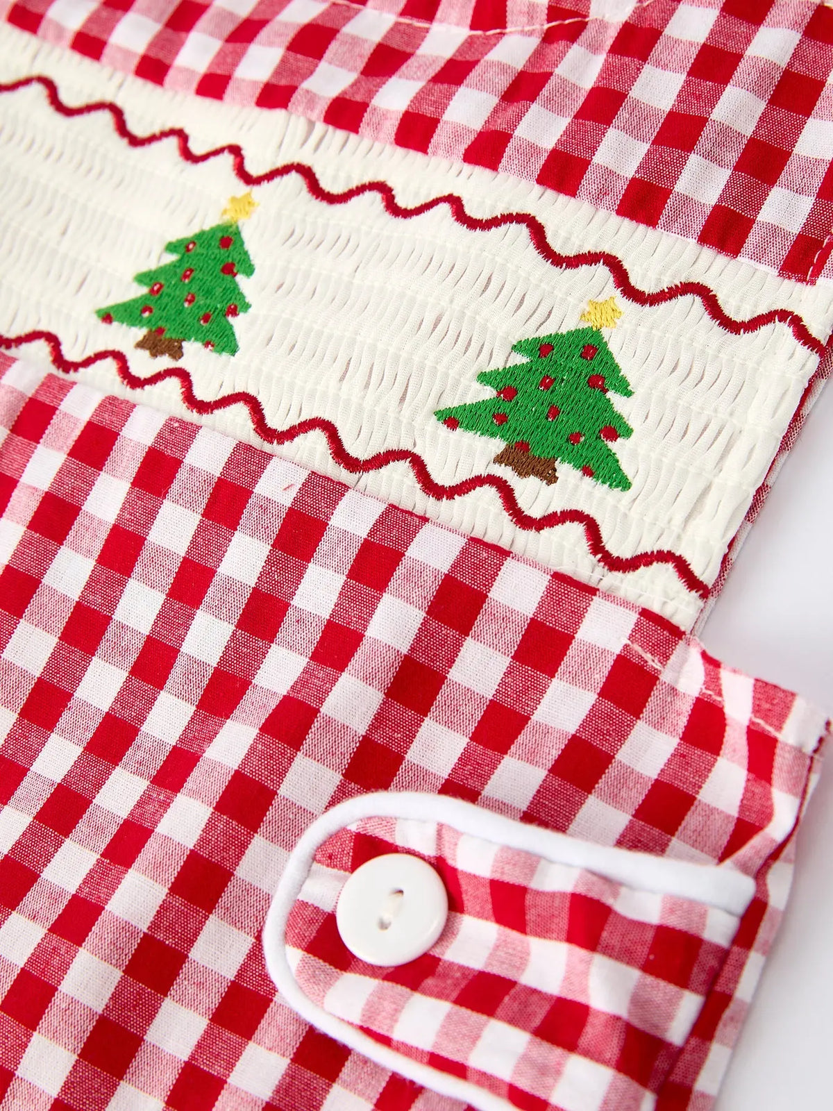 Christmas Smocking Embroidered Christmas Tree Plaid Plaid Baby Boy Romper Rylee Faith Designs