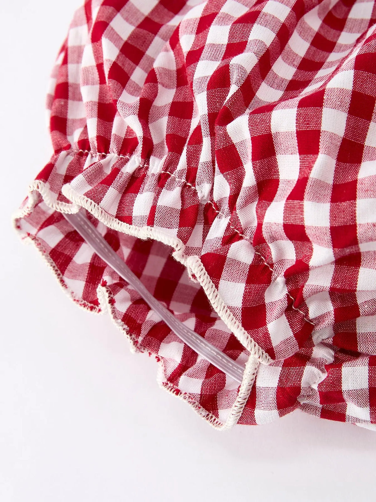 Christmas Tree Embroidery Red Gingham Long Sleeve Baby Girl Bloomers Set Rylee Faith Designs