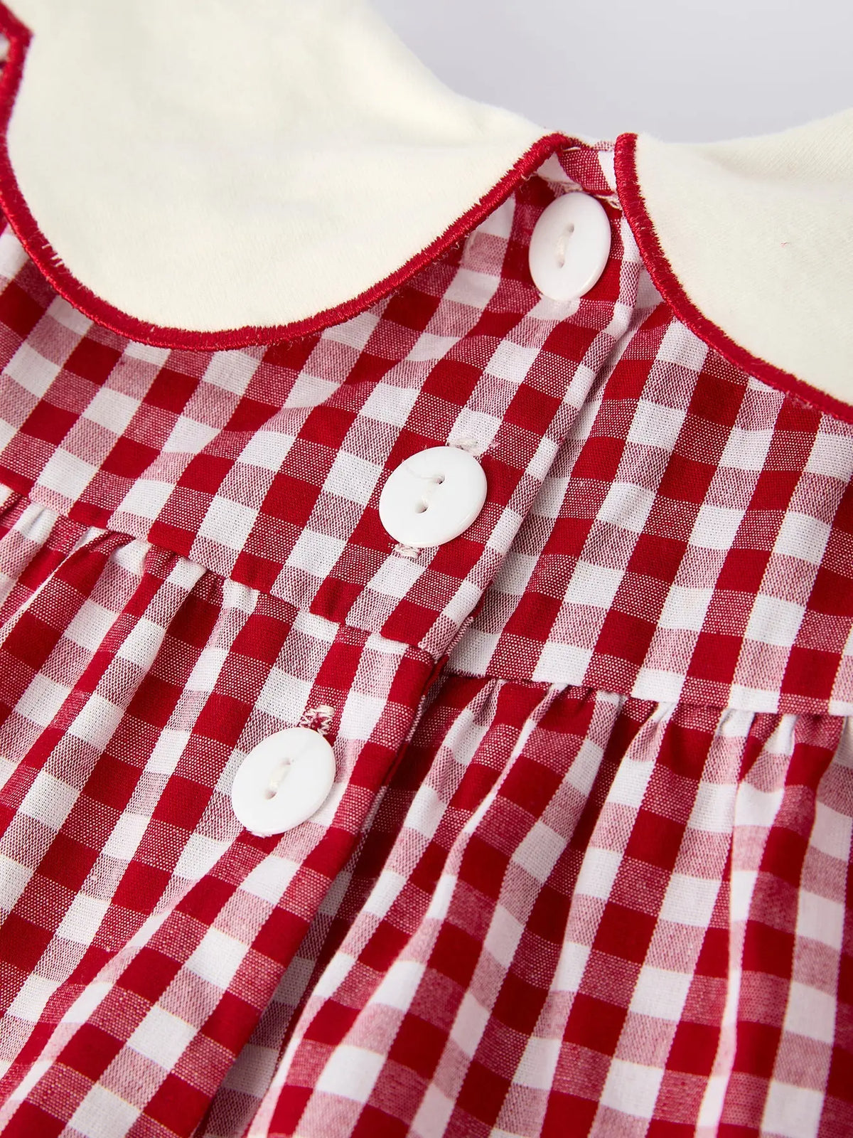 Christmas Tree Embroidery Red Gingham Long Sleeve Baby Girl Bloomers Set Rylee Faith Designs