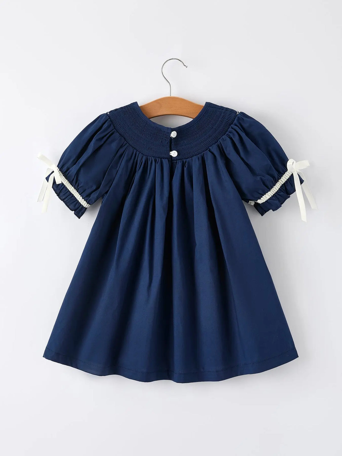 Christmas Navy Blue Nativity Smocking Embroidered Dress Rylee Faith Designs