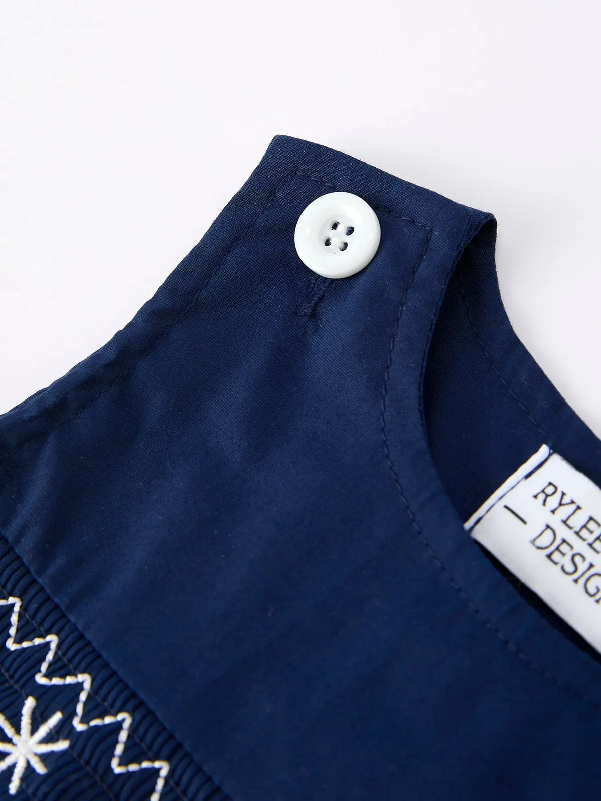 Christmas Navy Blue Nativity Smocking Embroidered Baby Boy Romper Rylee Faith Designs