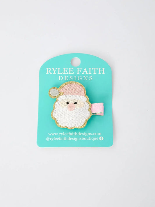 Christmas Pink Santa Girls 2-inch Hair Clip– Pink Girls' Hair Accessory