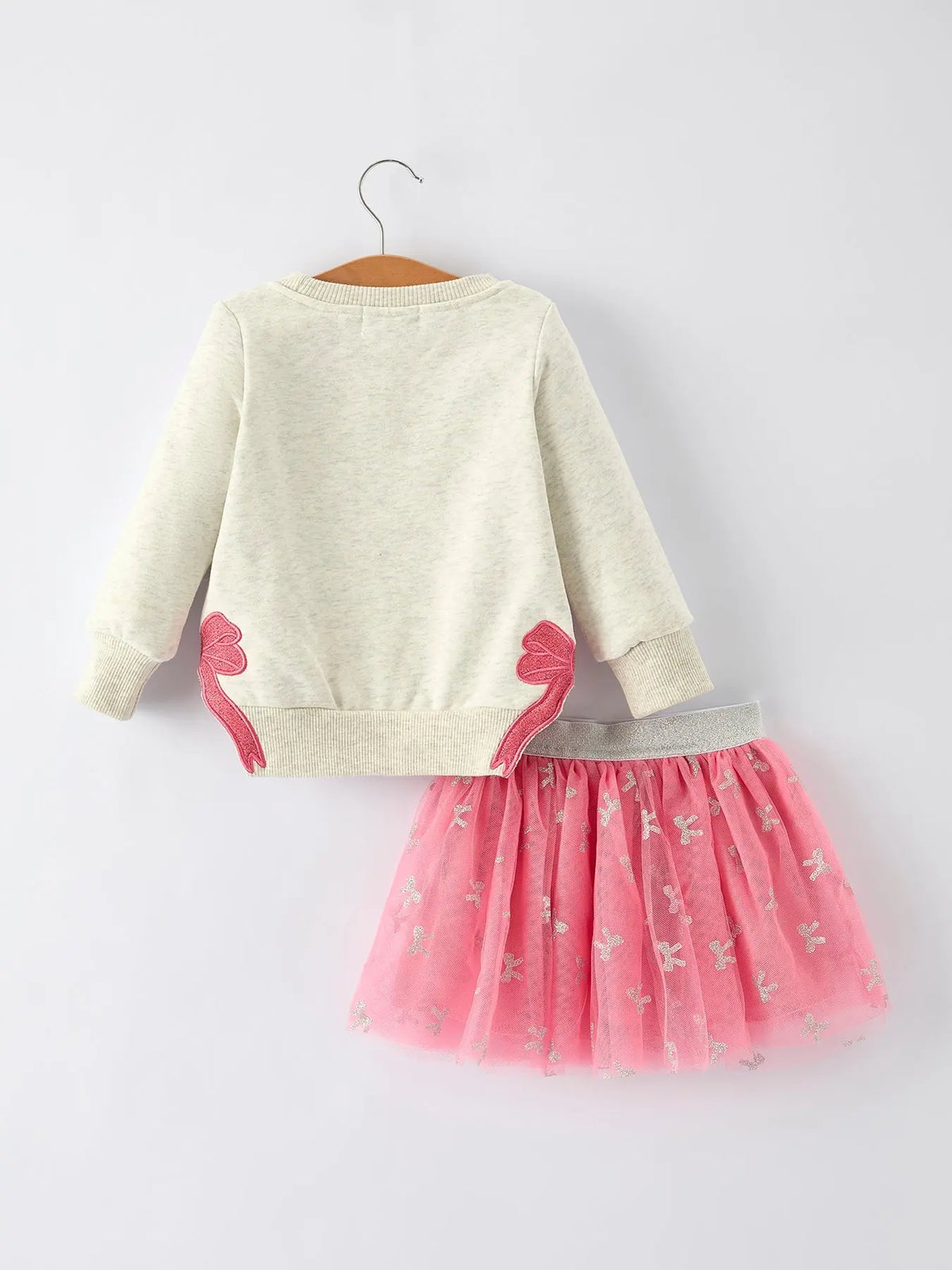 Girls Fall Outfit – FAITH Letter Sweatshirt and Pink Tulle Skirt Set Rylee Faith Designs