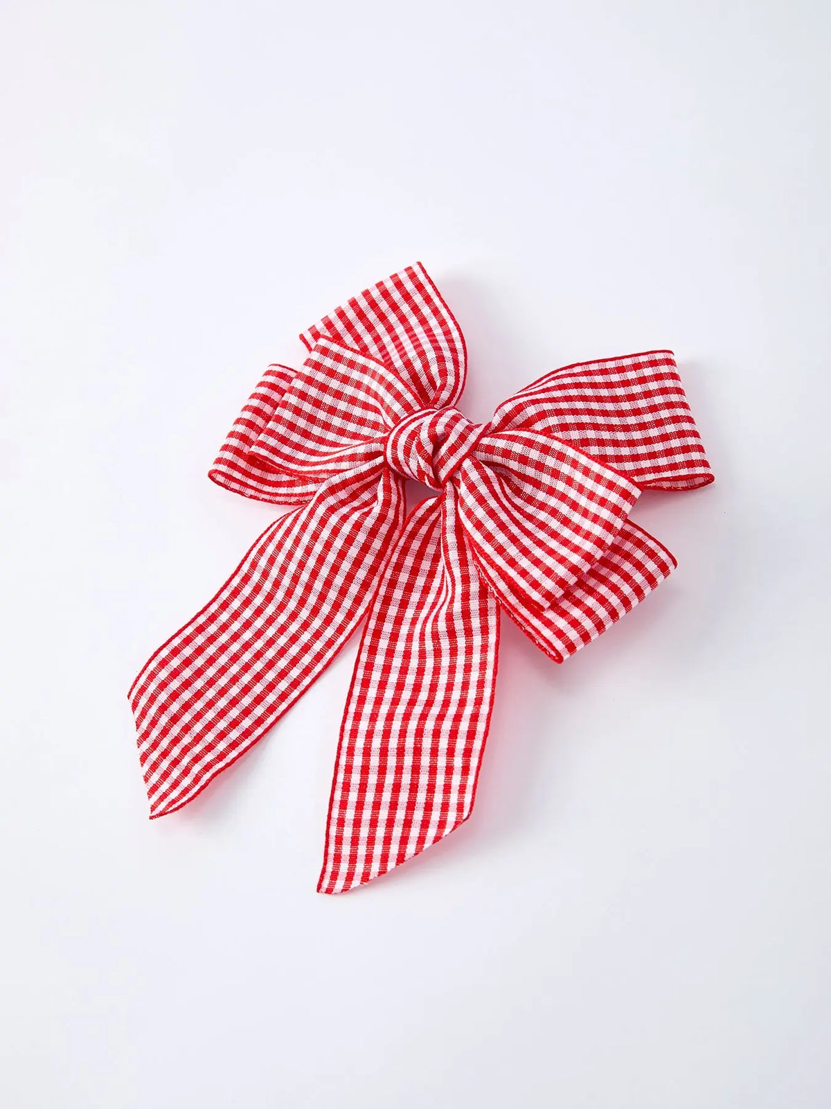 Horquilla de cuadros rojos y blancos para niña, 10 cm