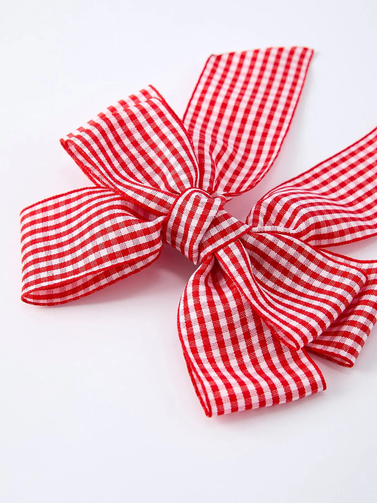 Horquilla de cuadros rojos y blancos para niña, 10 cm