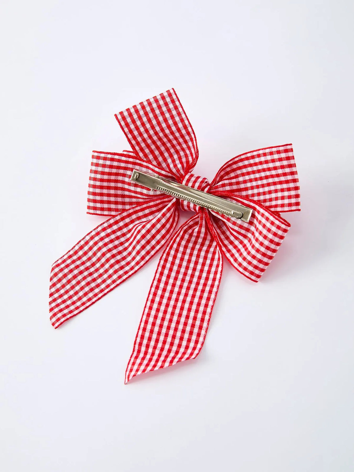 Horquilla de cuadros rojos y blancos para niña, 10 cm